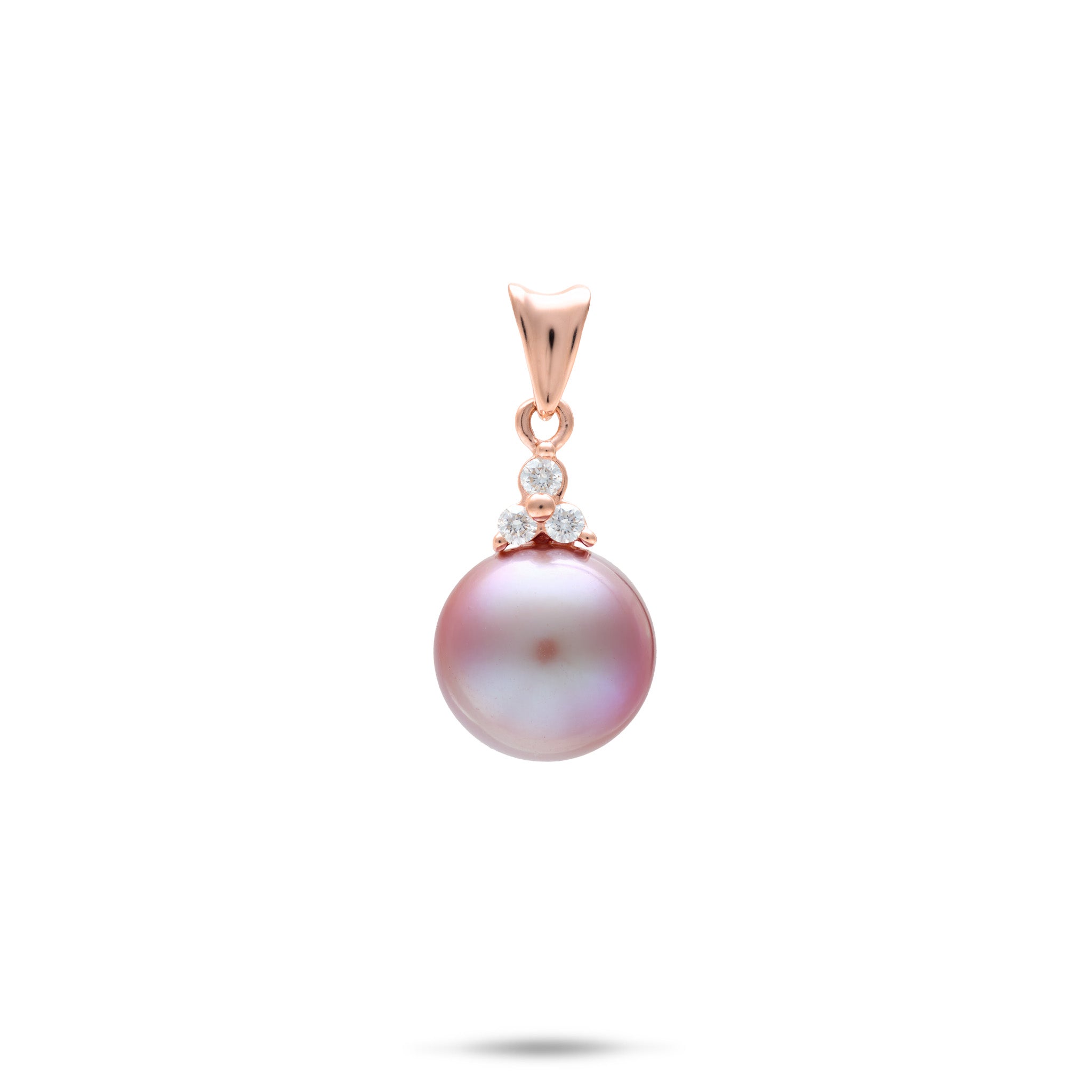 10-11mm Purple Freshwater Pearl Pendant in 14k Rose Gold with Diamonds