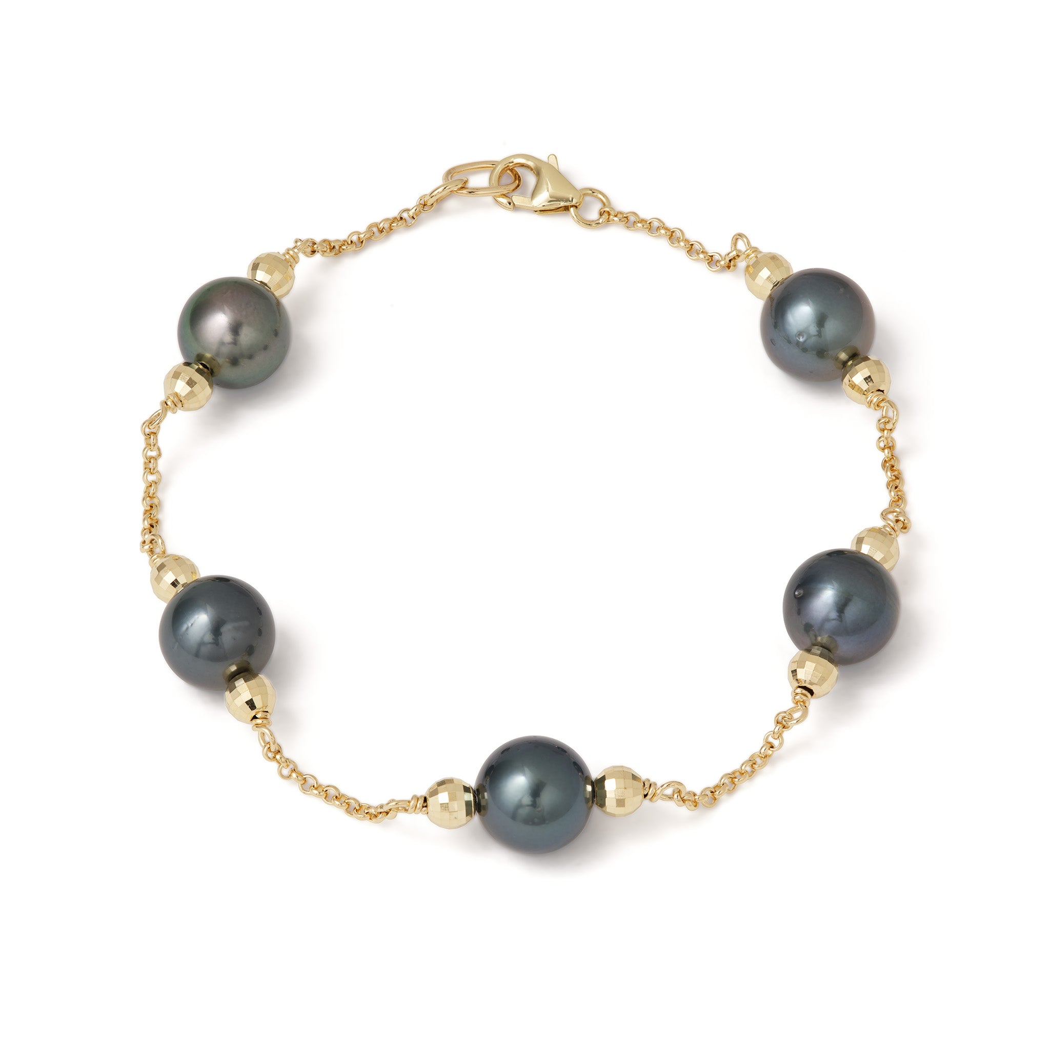 7.5-8" Tahitian Black Pearl Bracelet in Gold - 9-10mm