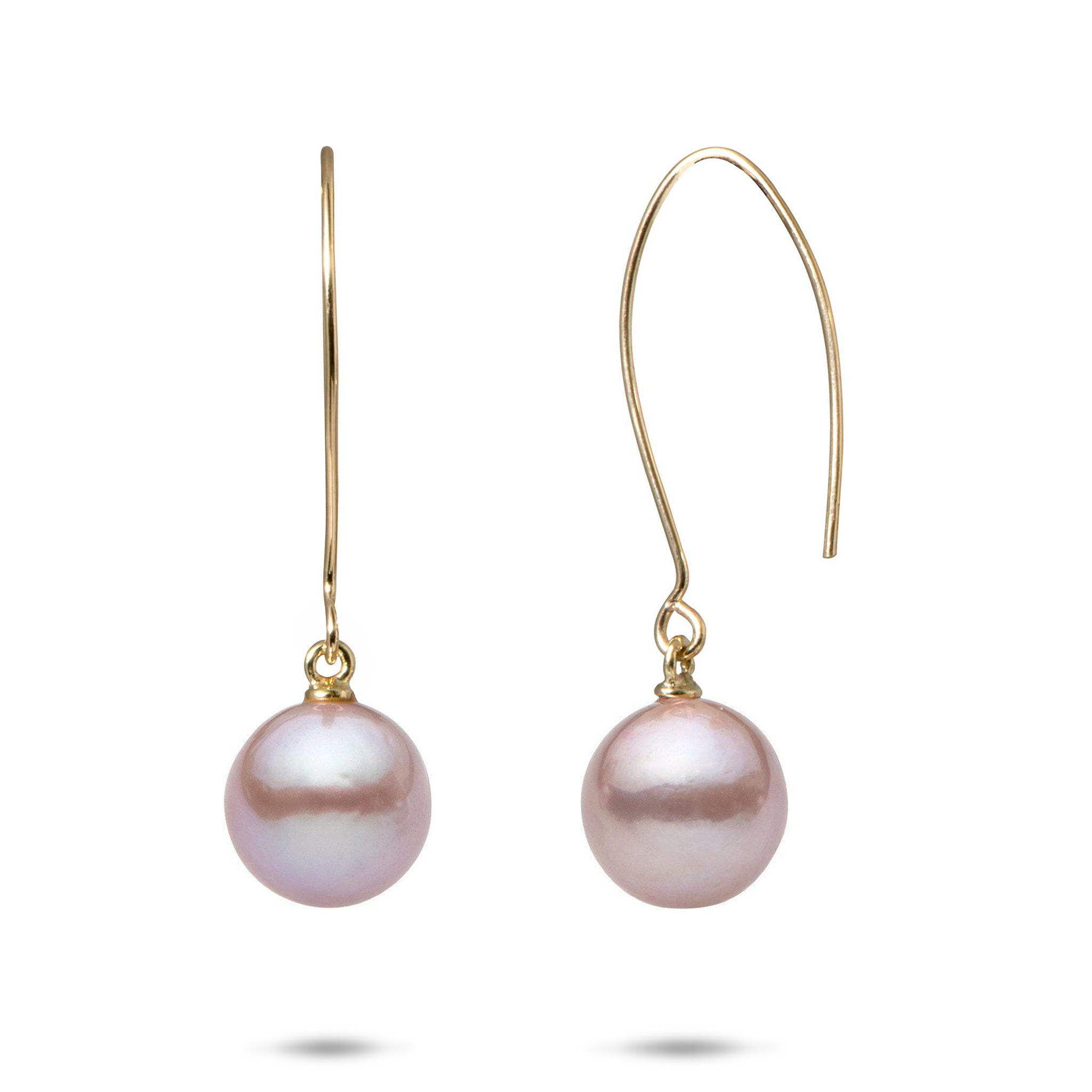 Lilac Freshwater パール・イアリングス in Gold - 9-10mm