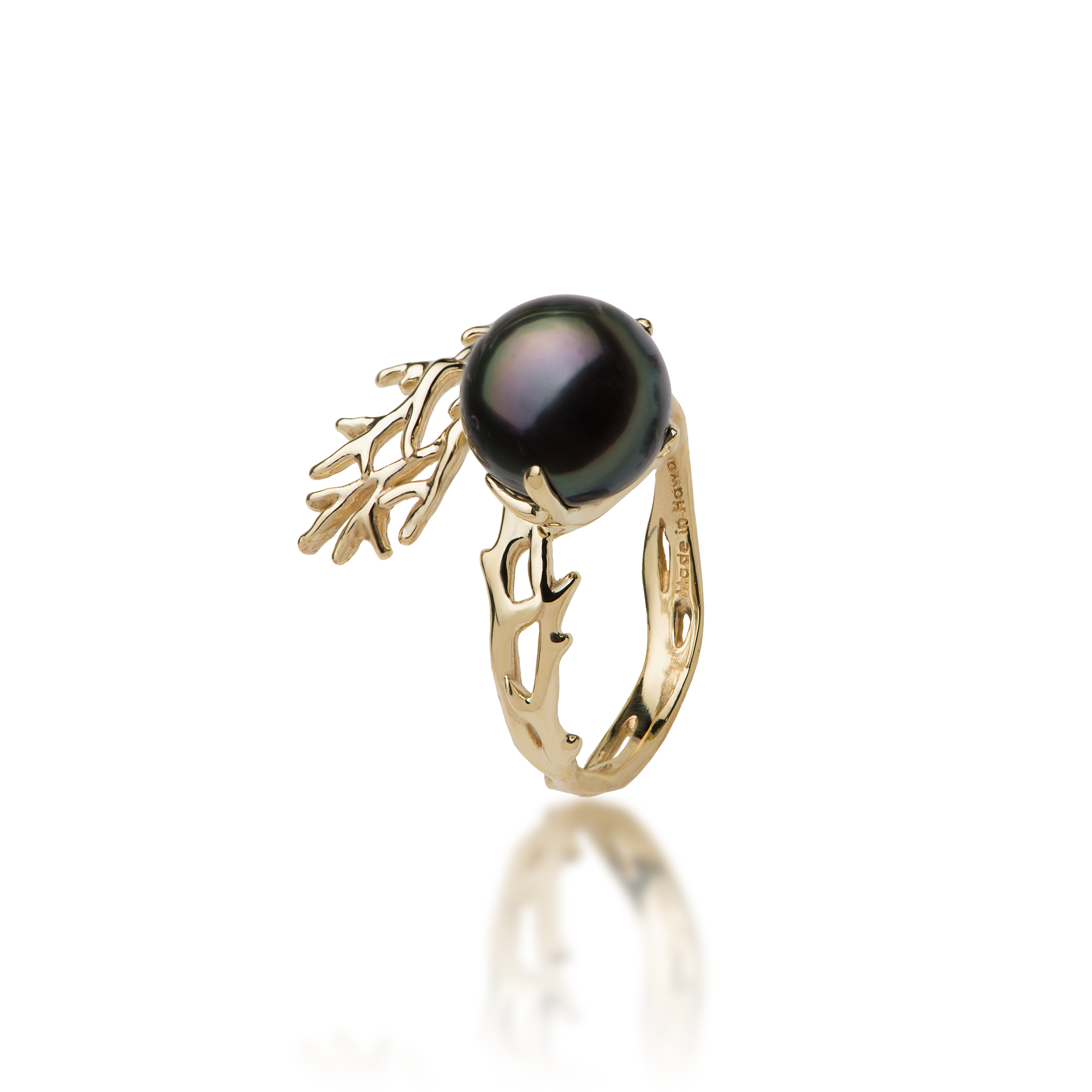 Heritage Tahitian Black Pearl Ring in Gold -8-9mm