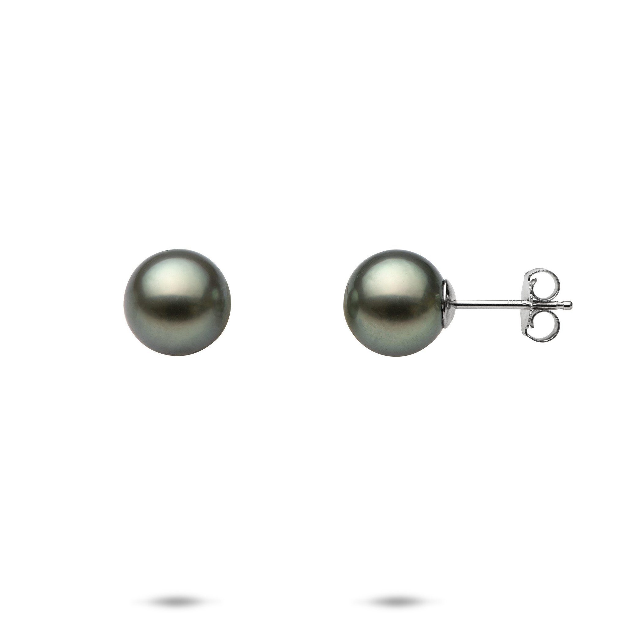 白金のタヒチの黒いパールイヤリング -  8-9mm