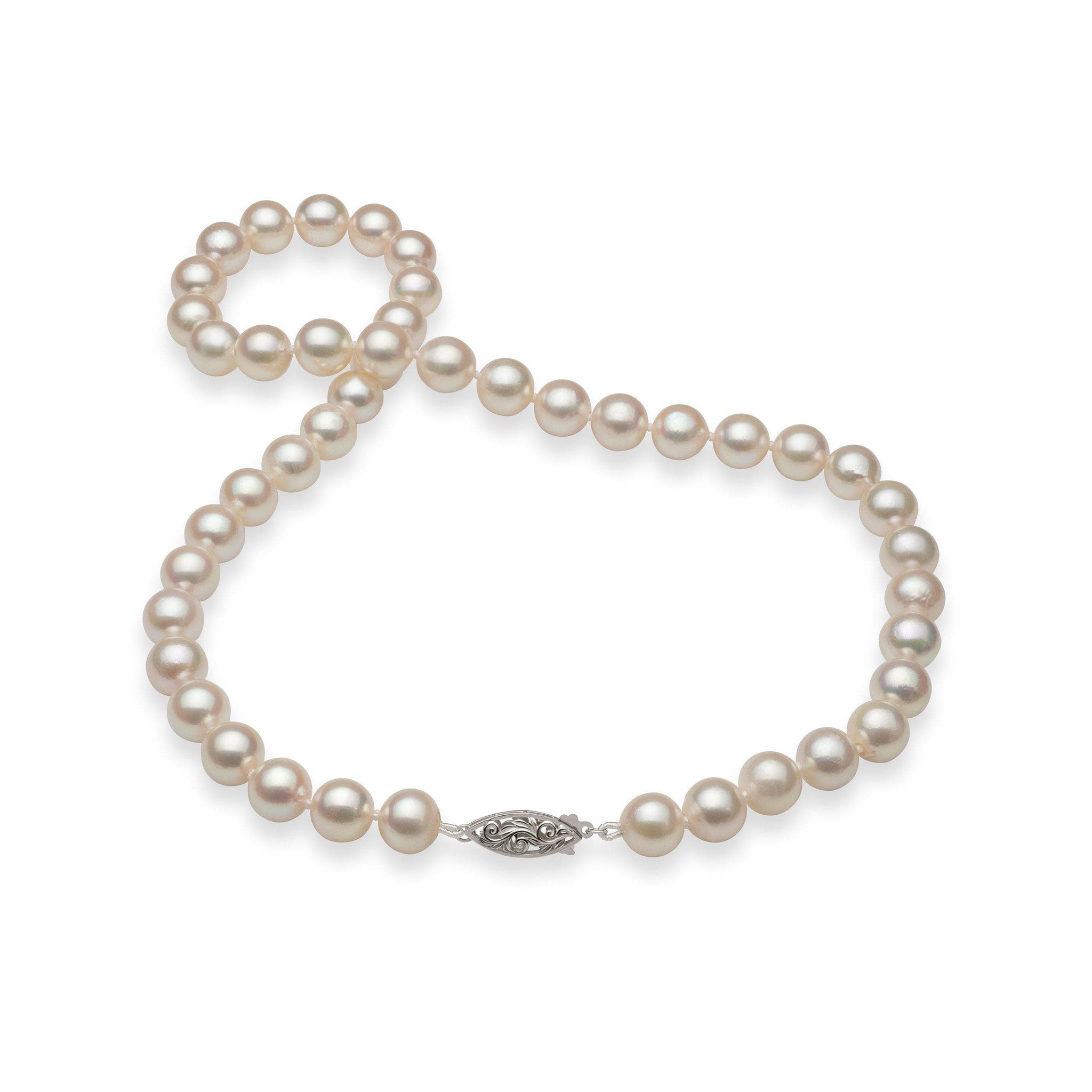 17-19" Akoya White Pearl Strand with White Gold Clasp - 8.5-9.5mm