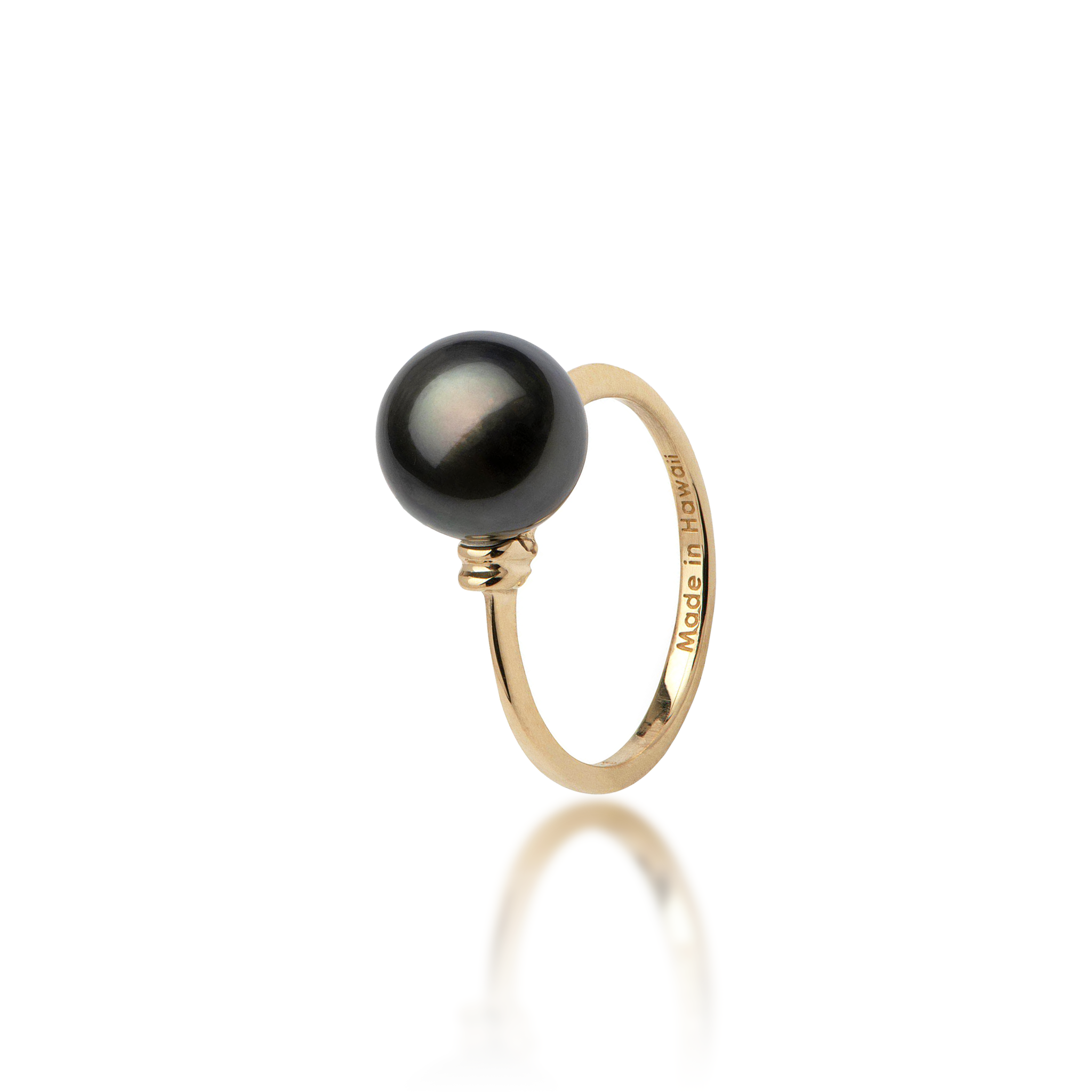 金のタヒチの黒いパールリング -  9-10mm