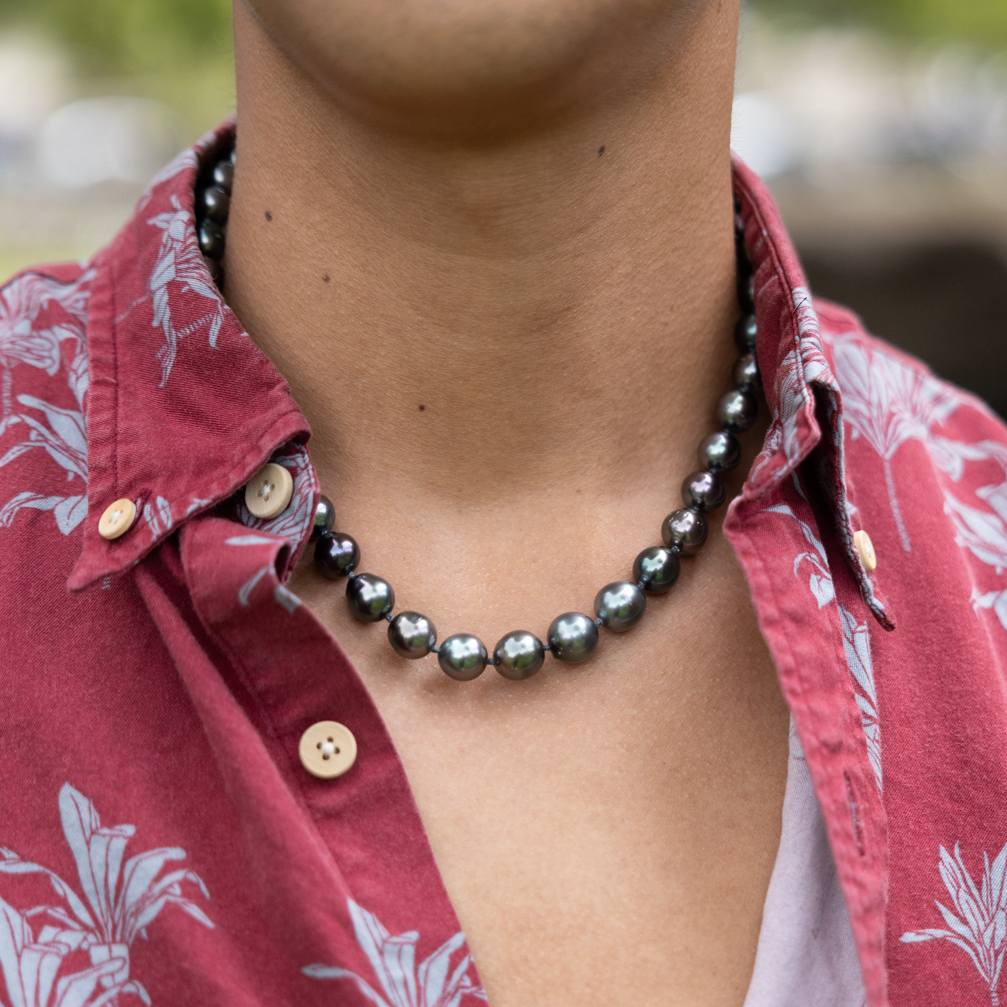 18-19" Tahitian Black Pearl Strand with Gold Clasp - 10-12mm