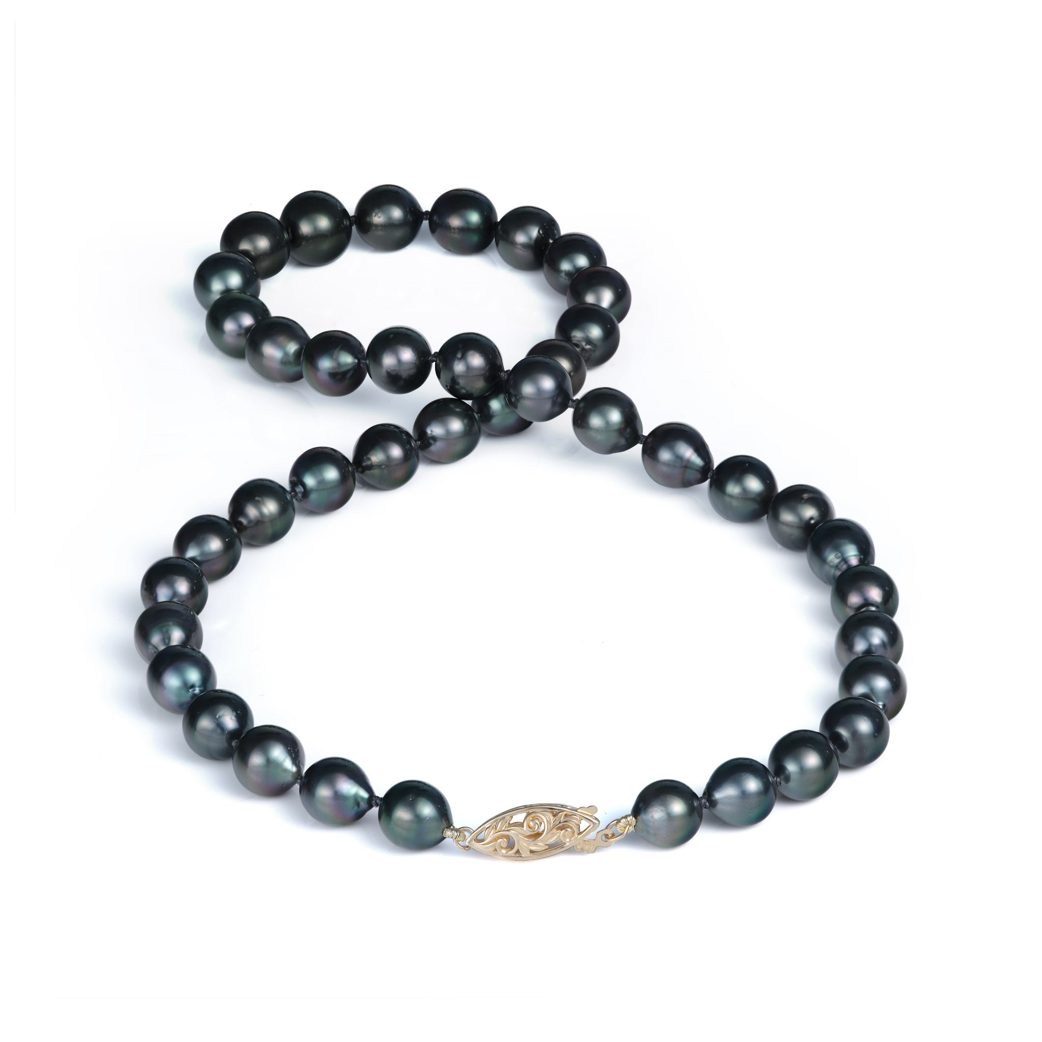 18-20" Tahitian Black Pearl Strand with Gold Clasp - 8-11mm