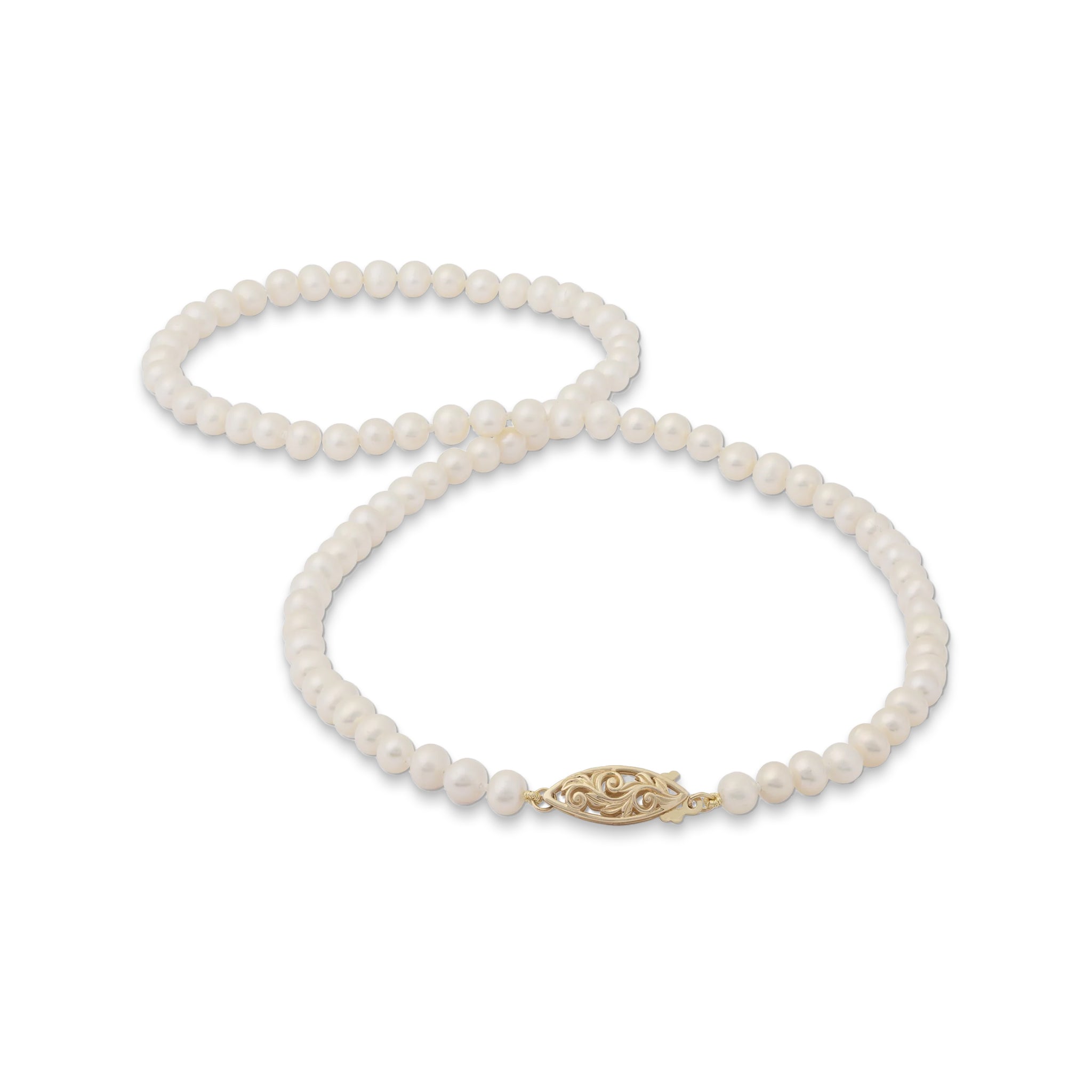 18-19" Freshwater White Pearl Strand with Gold Clasp - 4-5.5mm