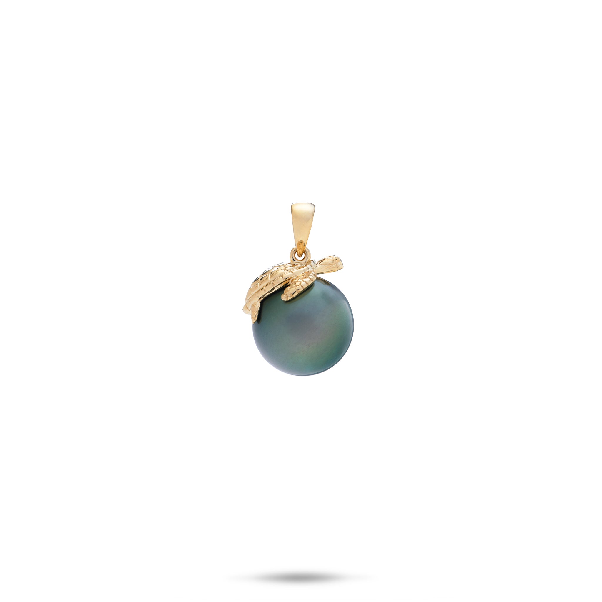 Honu Tahitian Black Pearl Pendant in Gold - 13-14mm