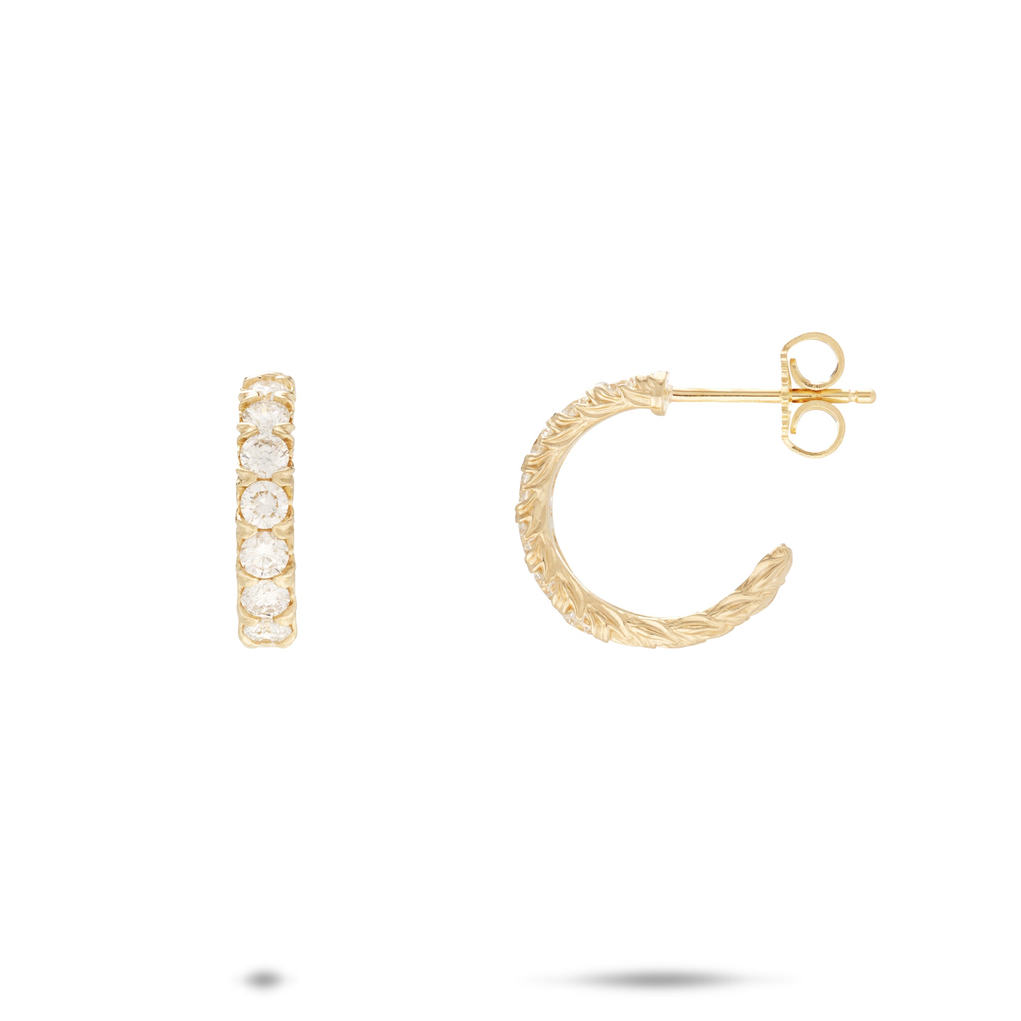 Hidden Hawaiʻi Maile Hoop in Gold with Lab Grown Diamonds - 14mm