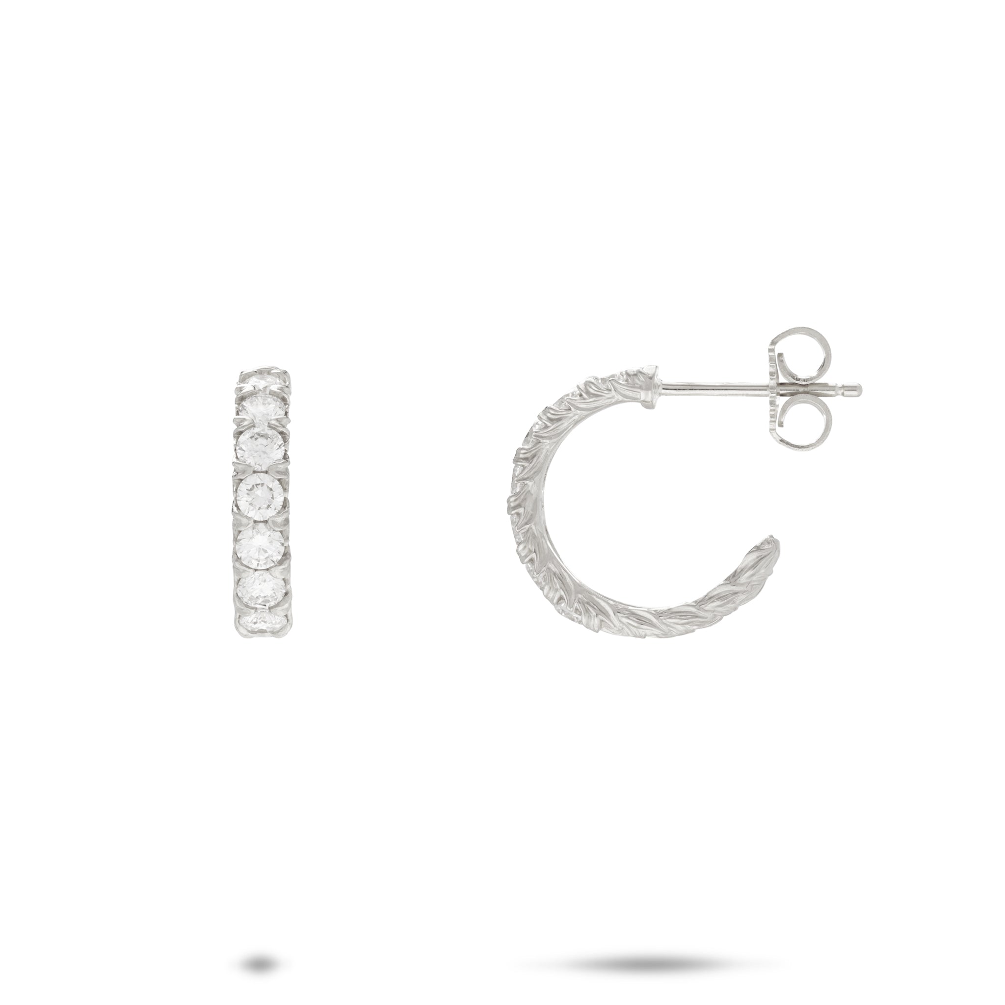 Hidden Hawaiʻi Maile Hoop in White Gold with Lab Grown Diamonds - 14mm