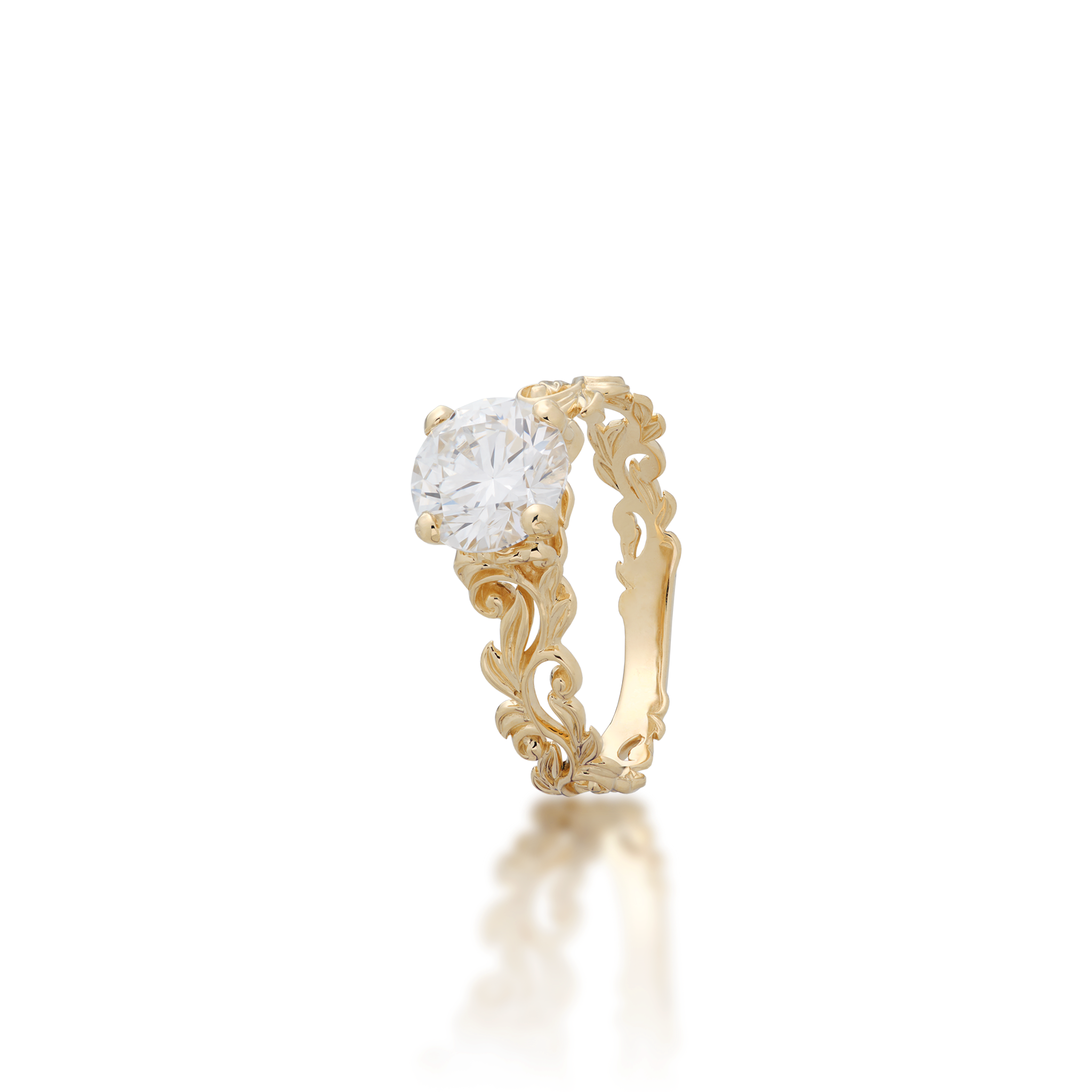 Living Heirloom Solitaire Lab Grown Diamond Engagement Ring in Gold
