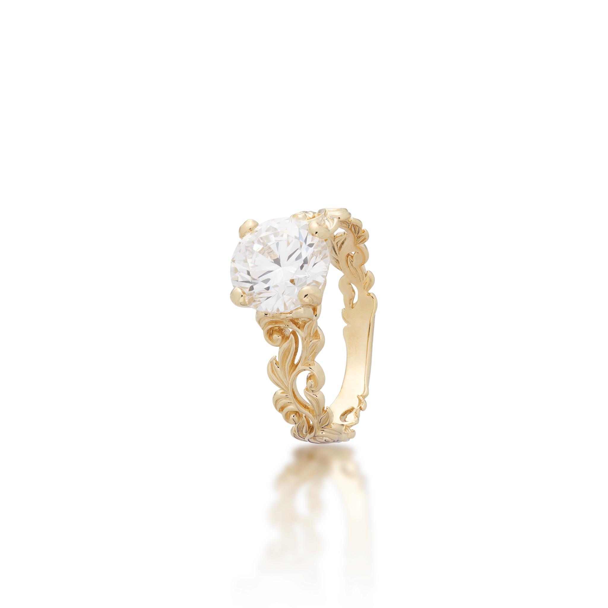 Living Heirloom Solitaire Lab Grown Diamond Engagement Ring in Gold