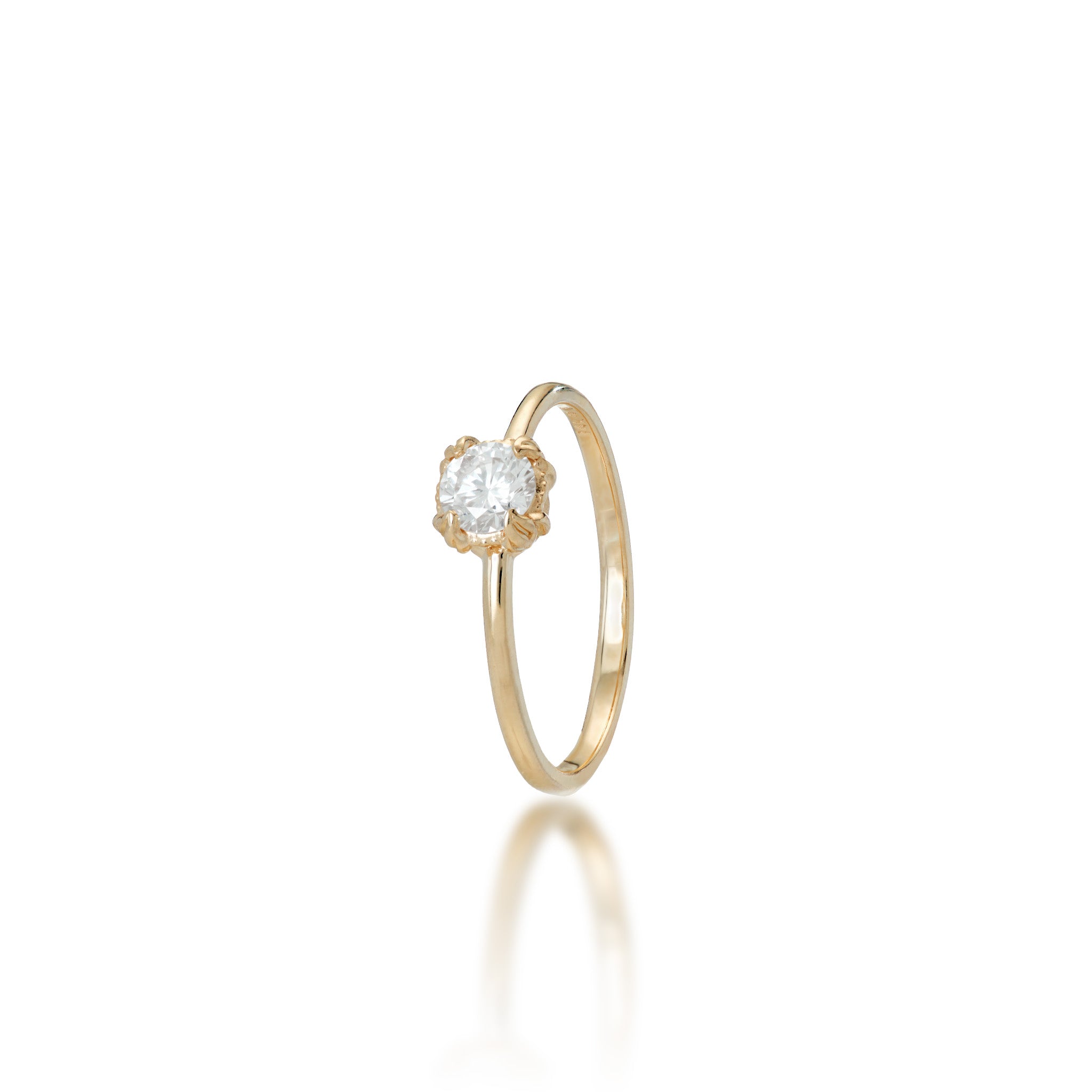Hidden Hawaiʻi Maile Ring in 14k Yellow Gold with Lab Grown Diamond on a white background