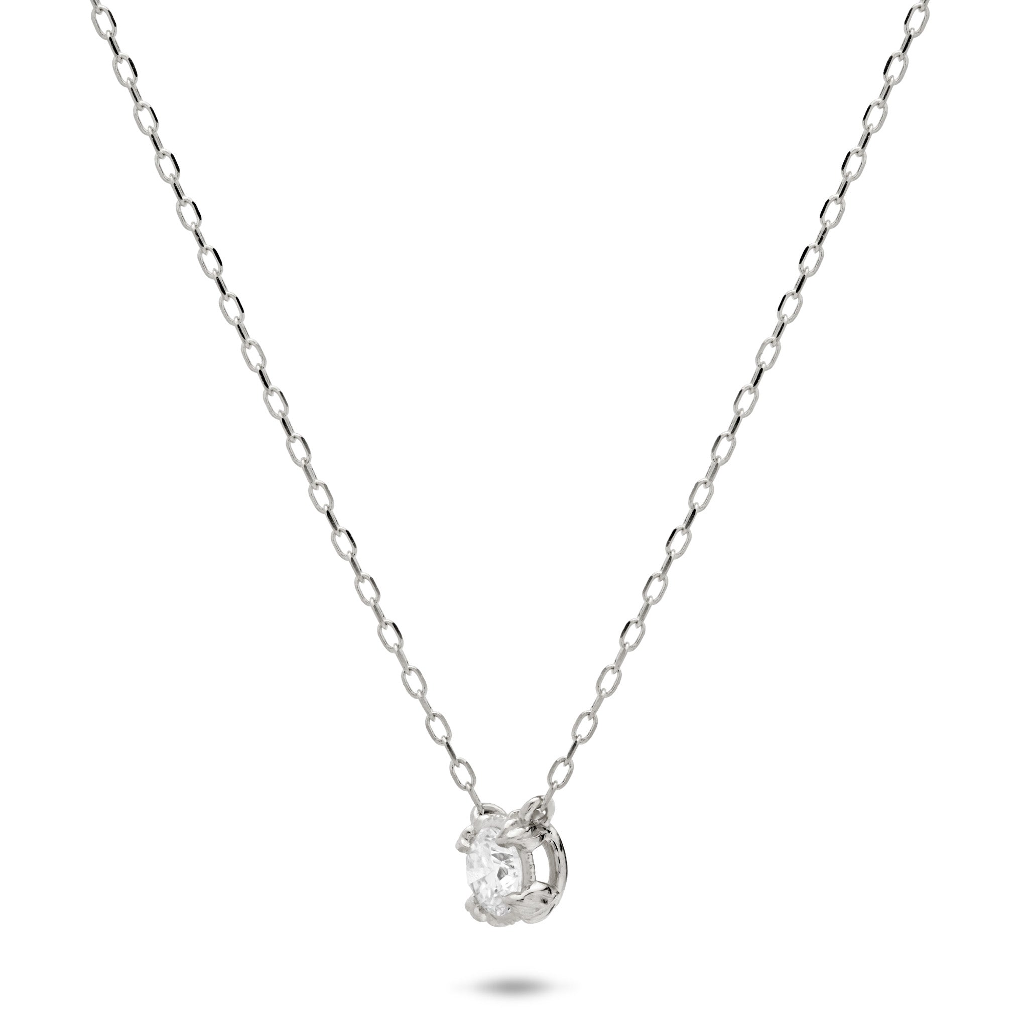 16-18" Adjustable Hidden Hawaiʻi Maile Lab Grown Diamond Necklace in White Gold