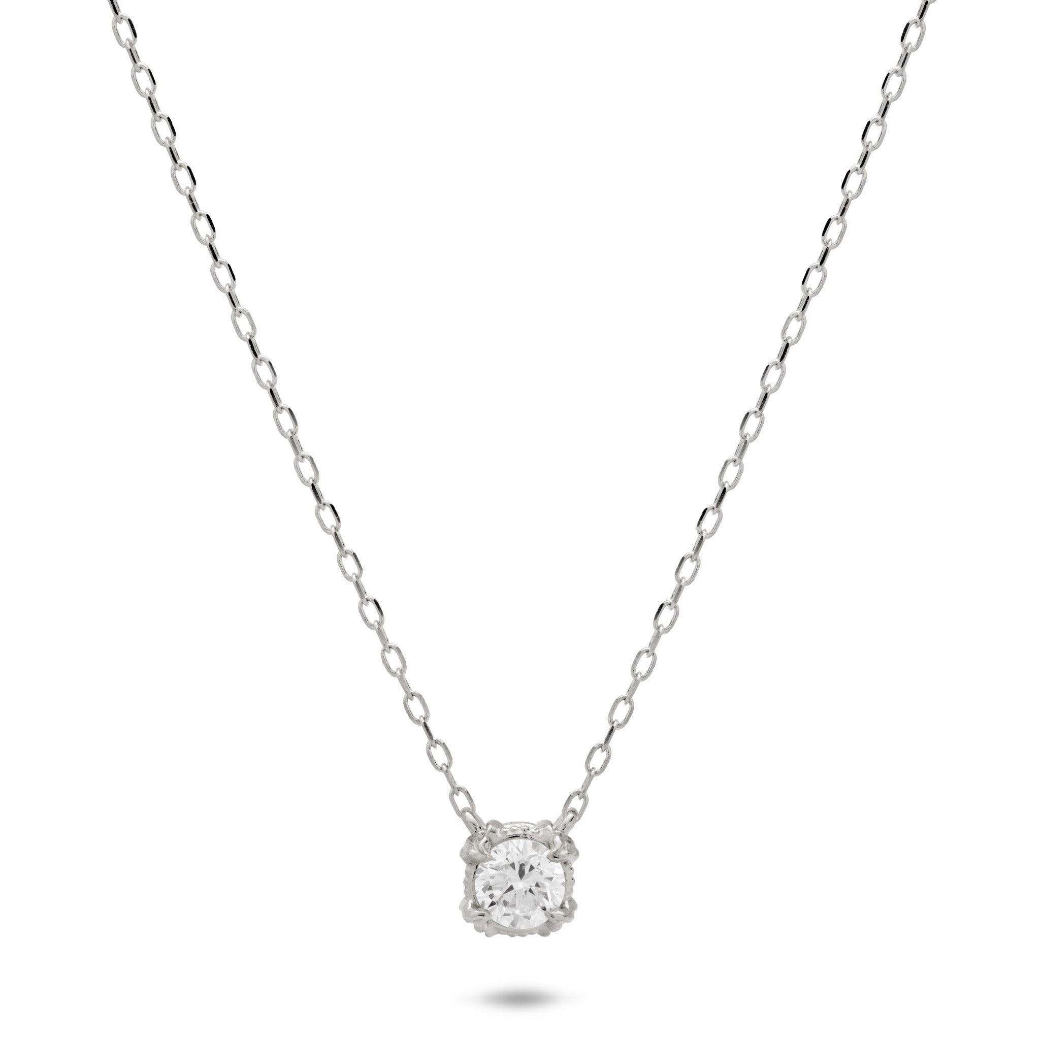 16-18" Adjustable Hidden Hawaiʻi Maile Lab Grown Diamond Necklace in White Gold