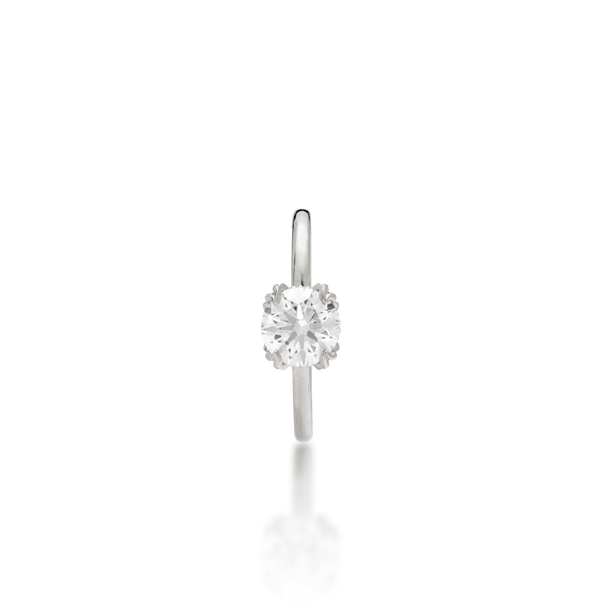 Top view of the Hidden Hawaiʻi Maile Lab Grown Diamond Ring in 14k White Gold on a white background