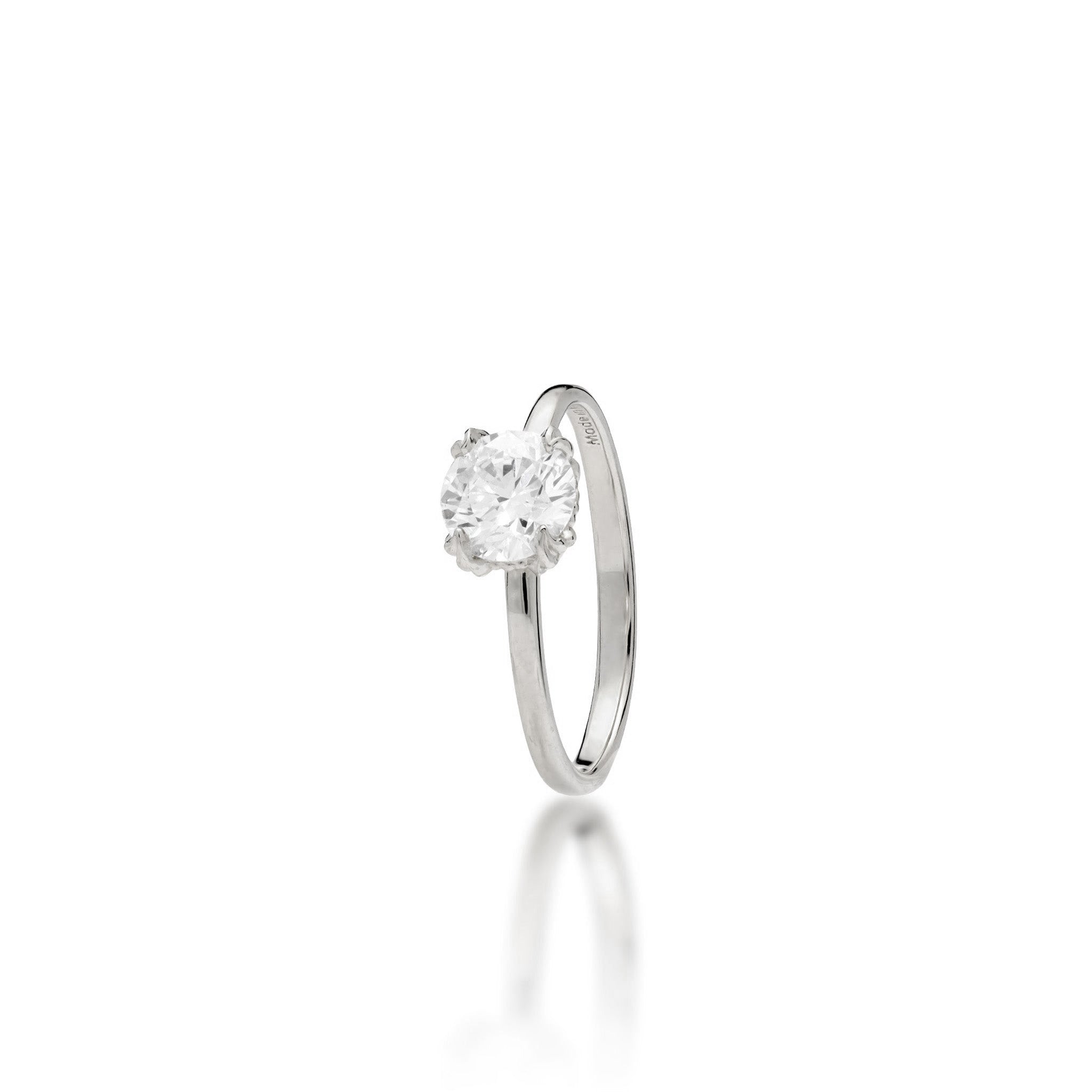 Angle view of the Hidden Hawaiʻi Maile Lab Grown Diamond Ring in 14k White Gold on a white background
