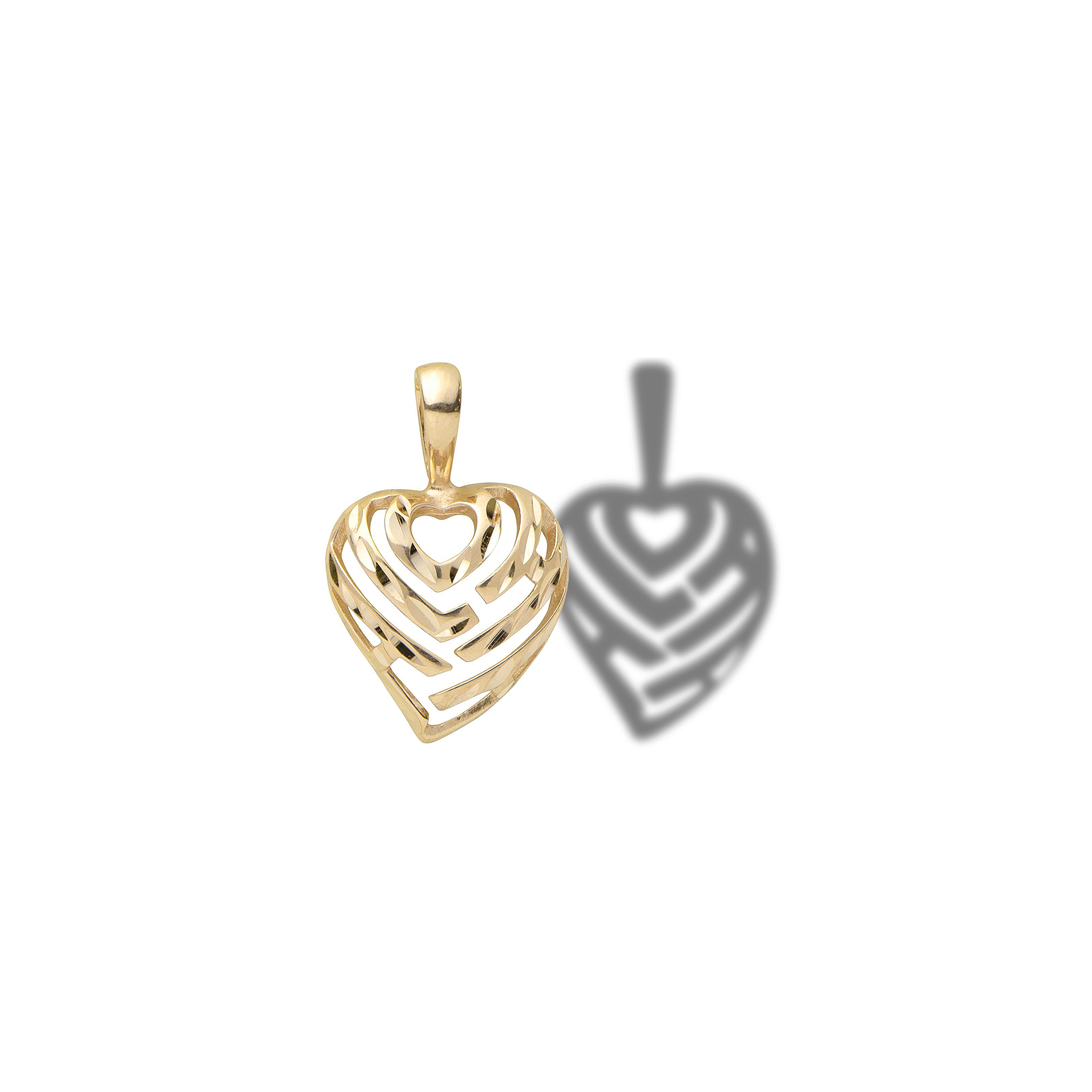 Aloha Heart Pendant in Gold  -  12mm