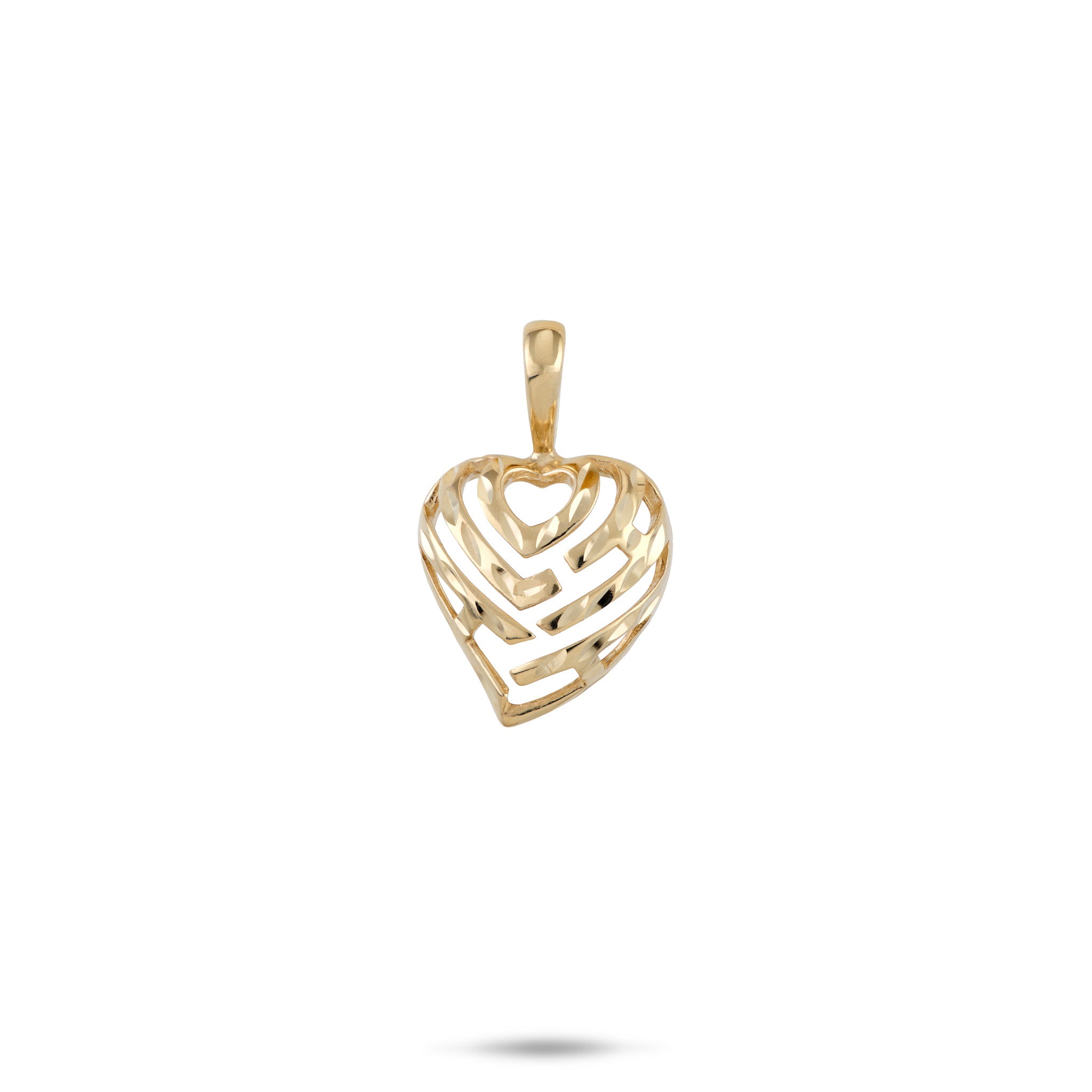 12mm Aloha Heart Pendant in 14k Yellow Gold