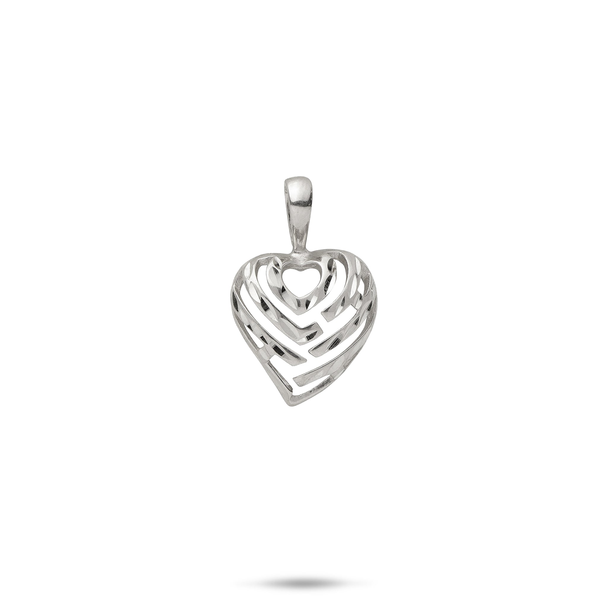 Aloha Heart Pendant in White Gold - 12mm