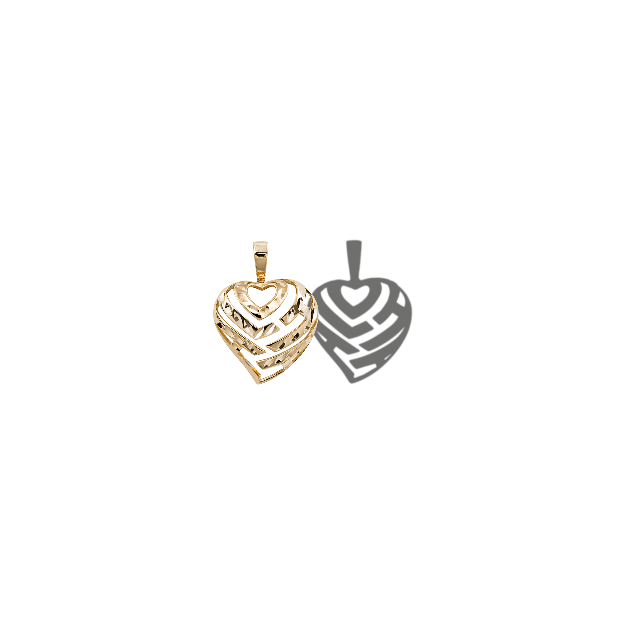 Aloha Heart Pendant in Gold  -  9mm