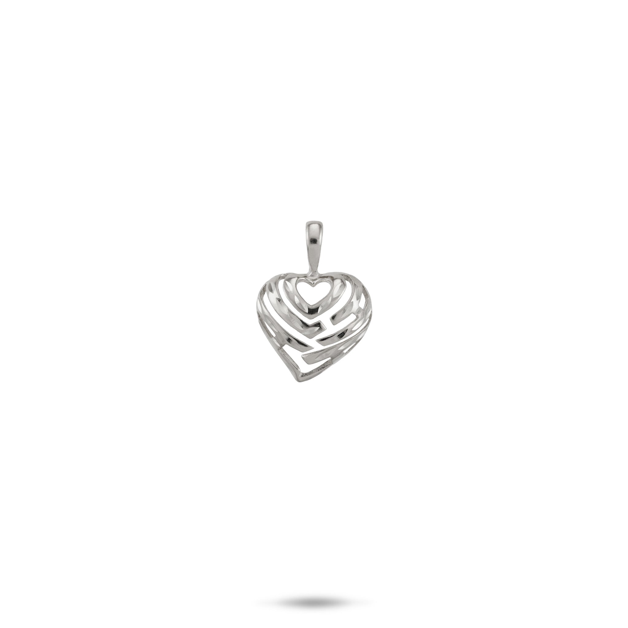 9mm Aloha Heart Pendant in 14k White Gold