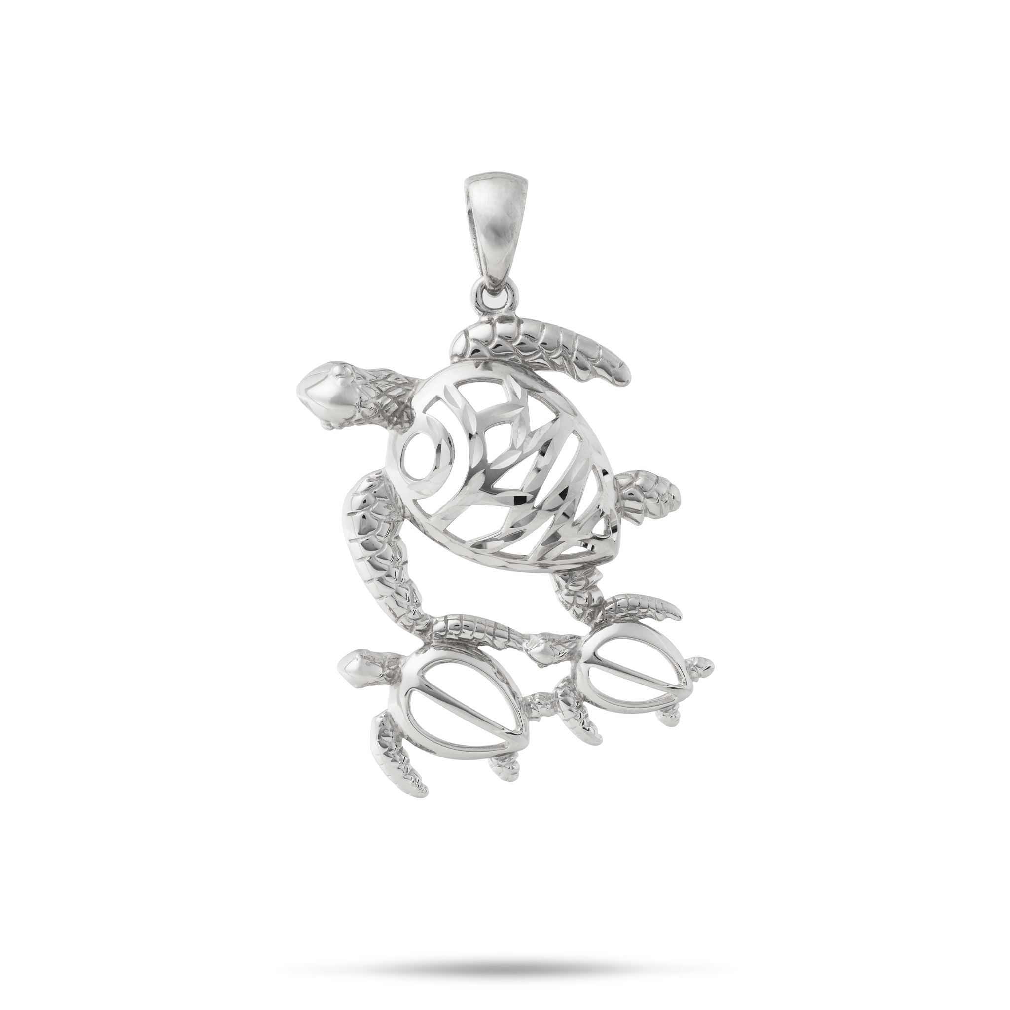 本生オハナ (家族) Pendant in White Gold - 25mm