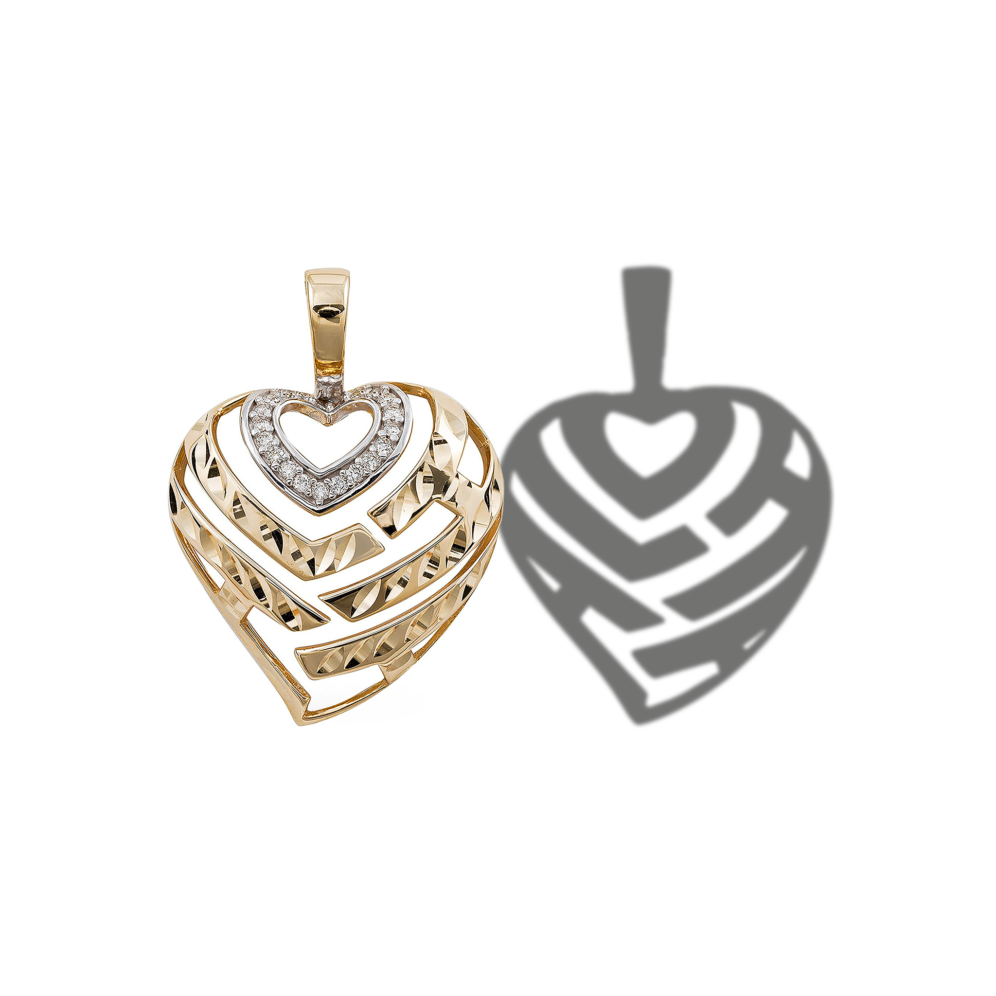 Aloha Heart Diamonds  -  18mmの金でペンダント
