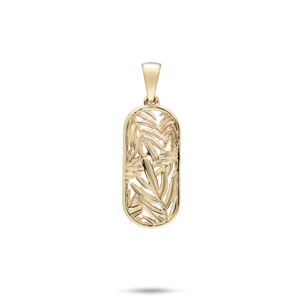 22mm Lauaʻe Fern Pendant in 14k Yellow Gold with a High-polish finish on a White Background