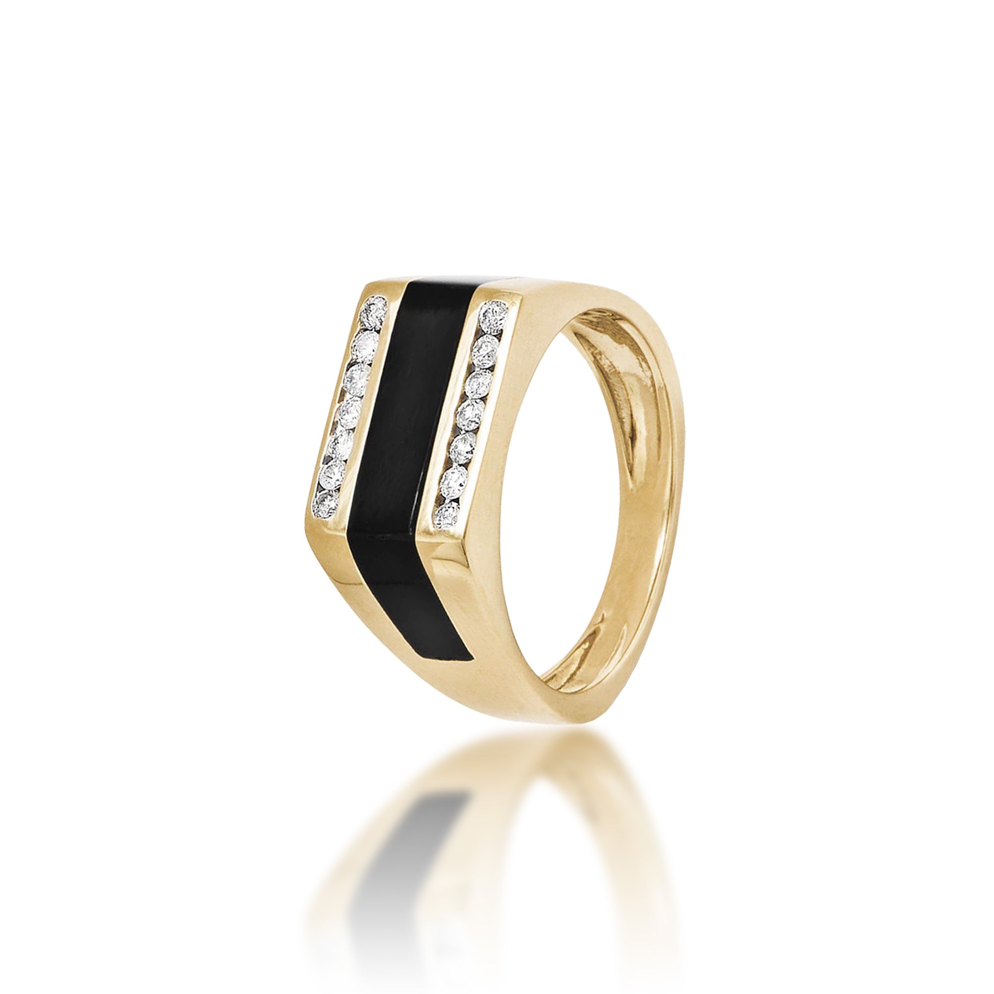 Black Coral Ring in Gold with Diamonds - 10mm