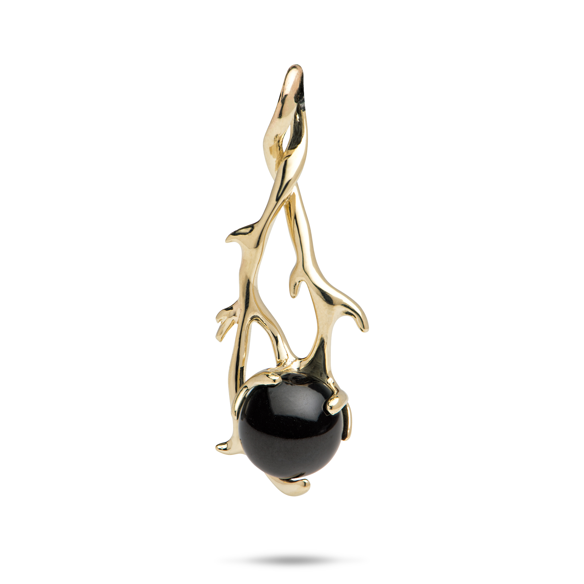 Heritage Black Coral Pendant in Gold - 39mm
