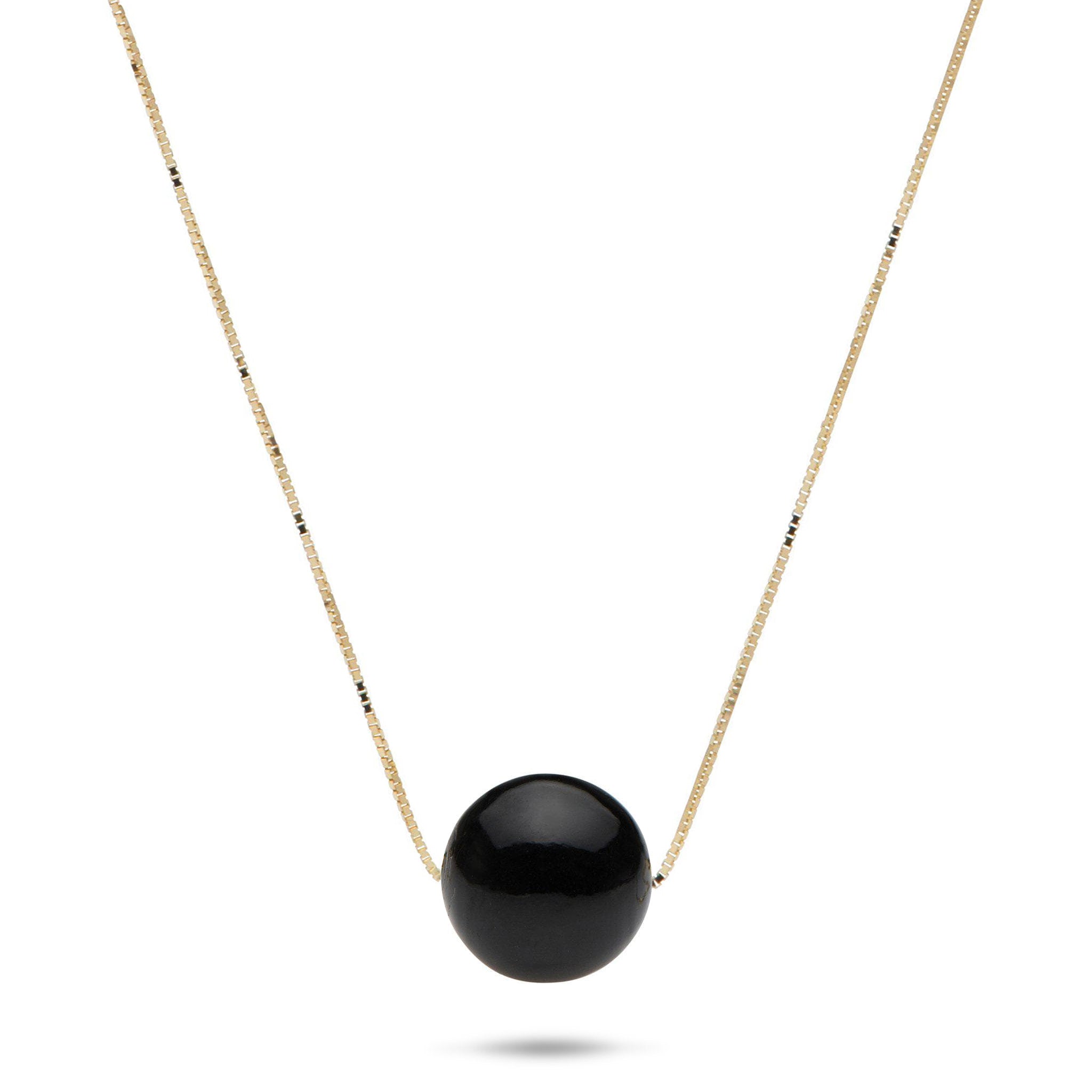 18" Black Coral Slider Necklace in Gold