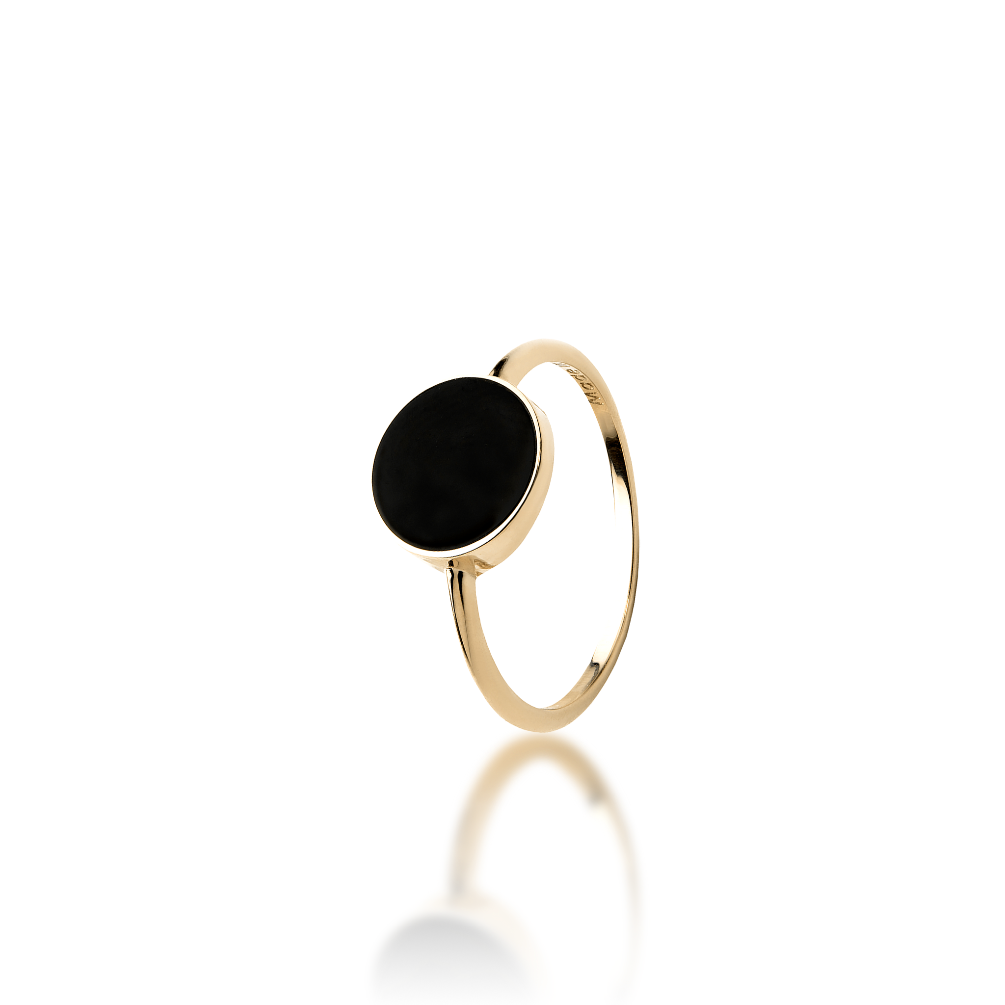 金のEclipseブラックコーラルリング -  9mm