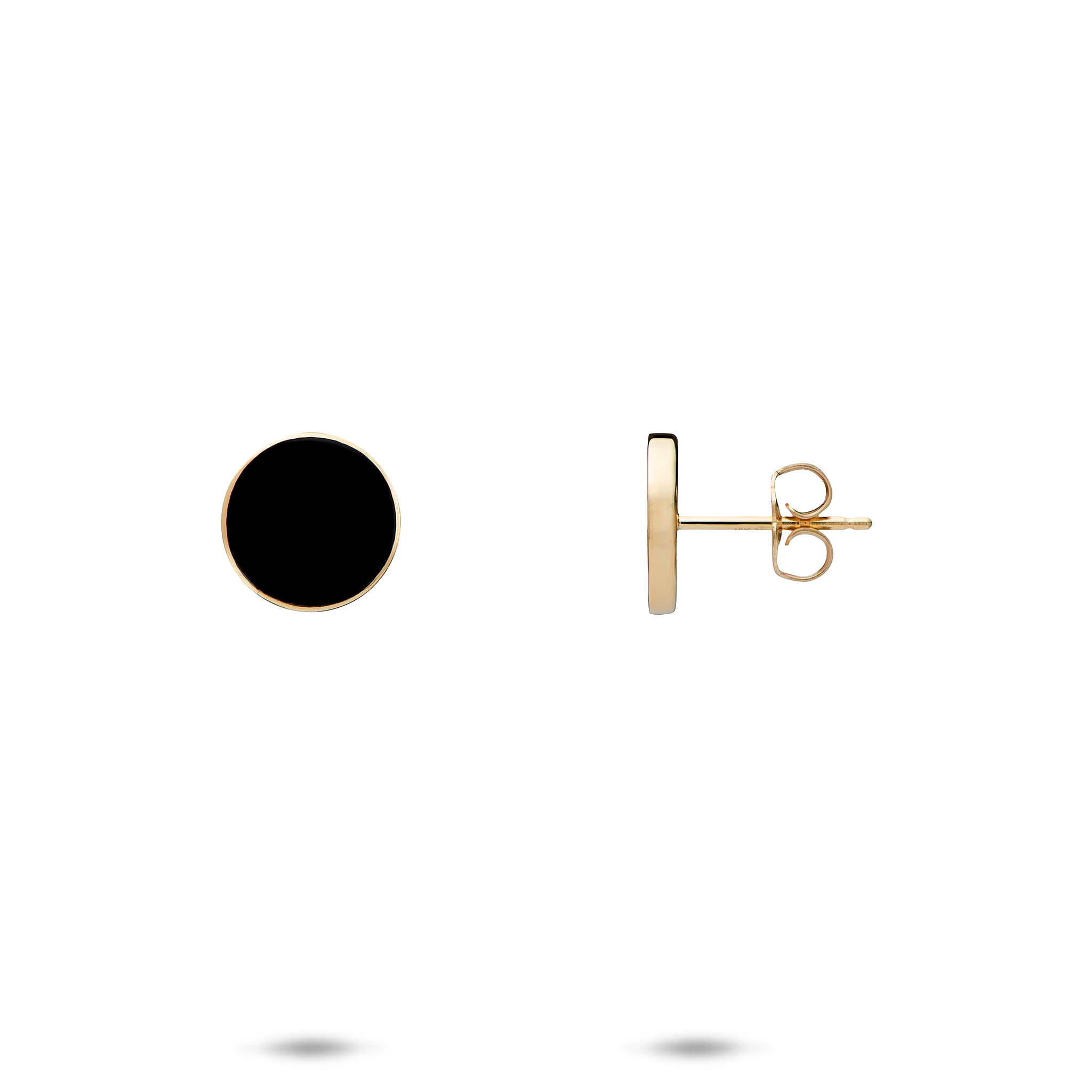 Eclipse Black Coral Earrings in Gold - 10mm