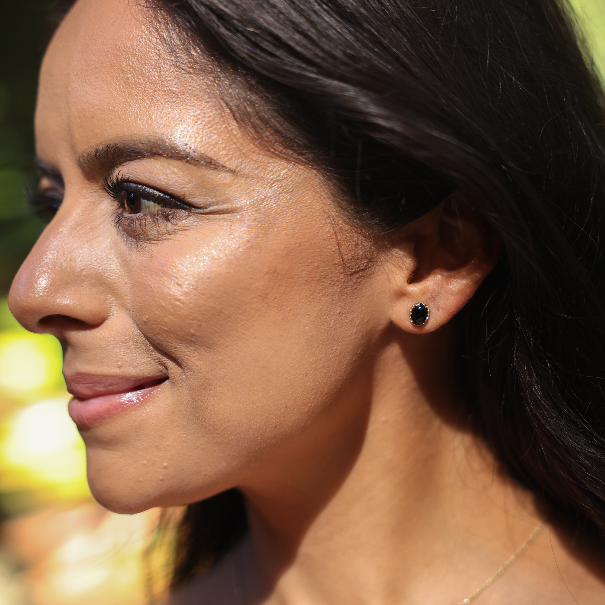 Hawaiian Black Coral Earrings in Gold - 9mm