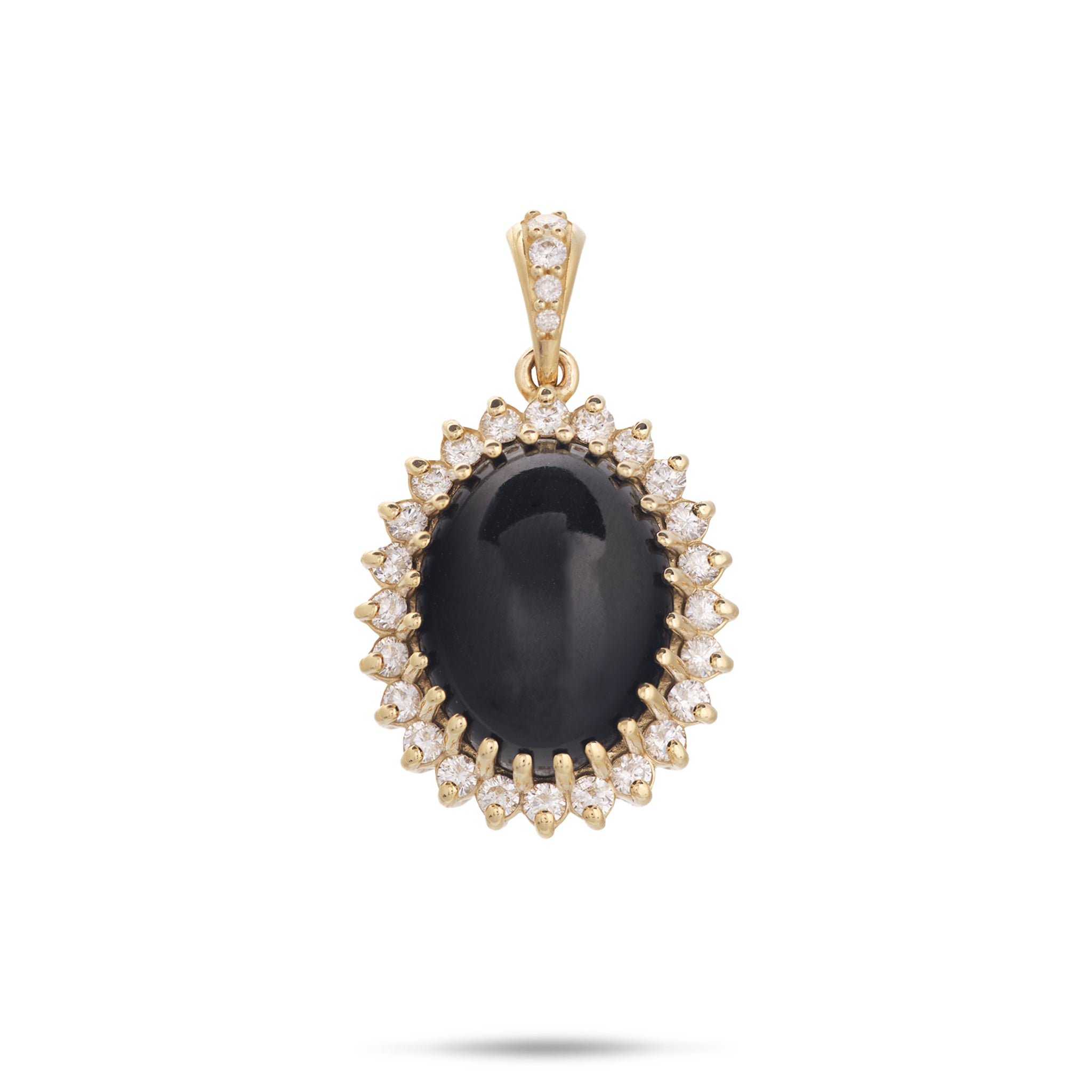 Princess Ka‘iulani Black Coral Pendant in Gold with Diamonds - 21.5mm
