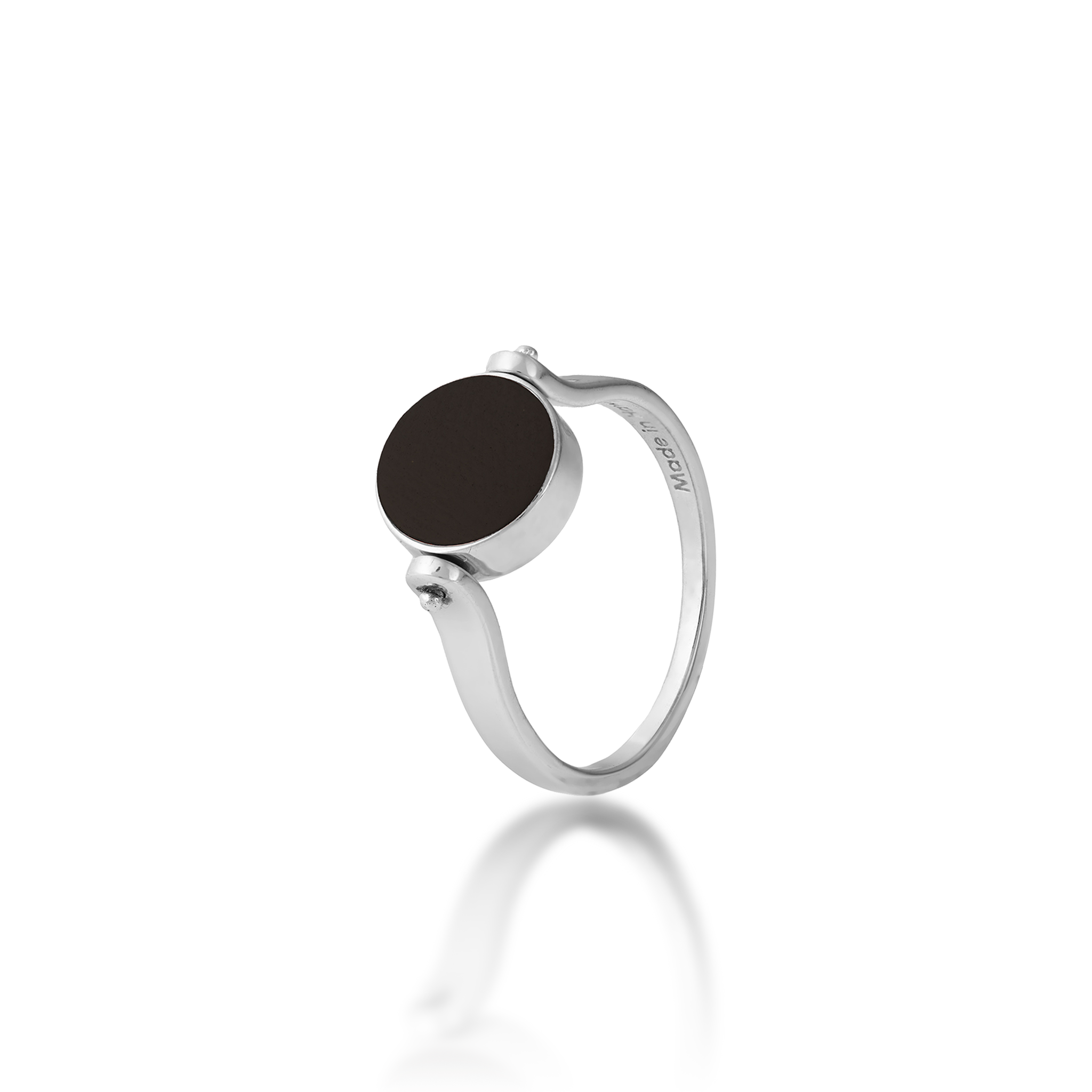 金のEclipseフリップサイドブラックコーラルリング -  9mm