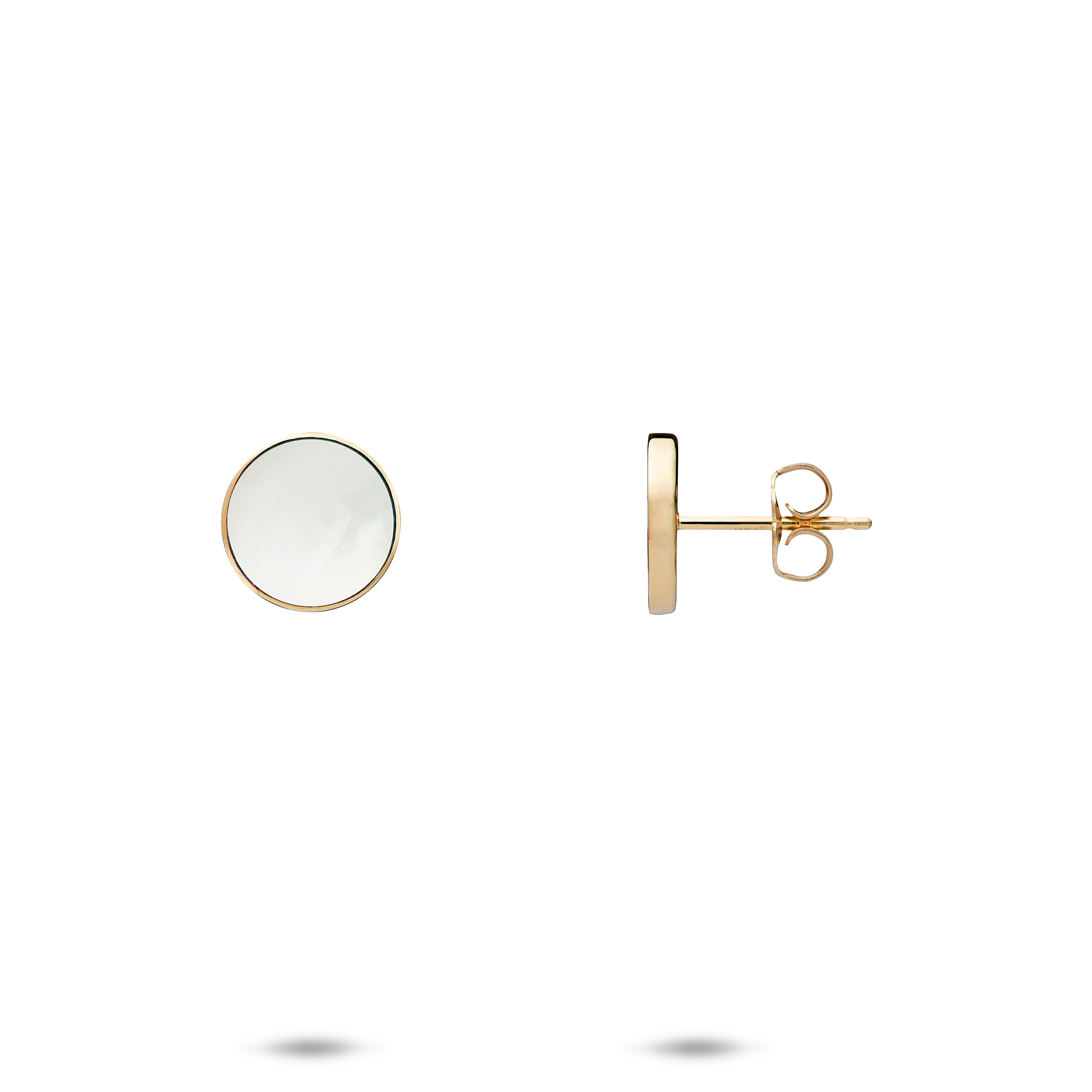 Eclipse Mother of Pearl Earrings in Gold - 9mm