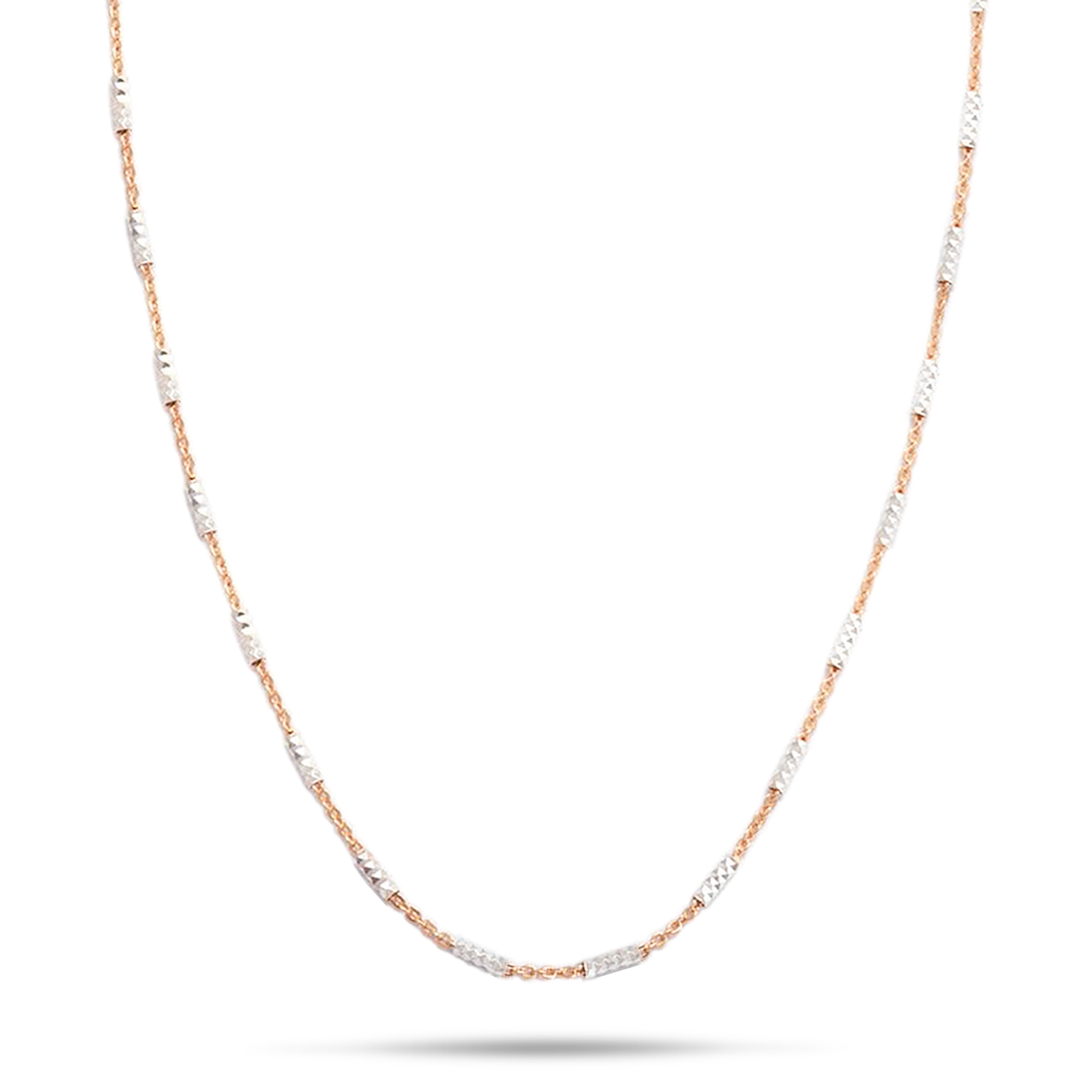 1,0 mm Rohrkette aus zweifarbigem Sterlingsilber