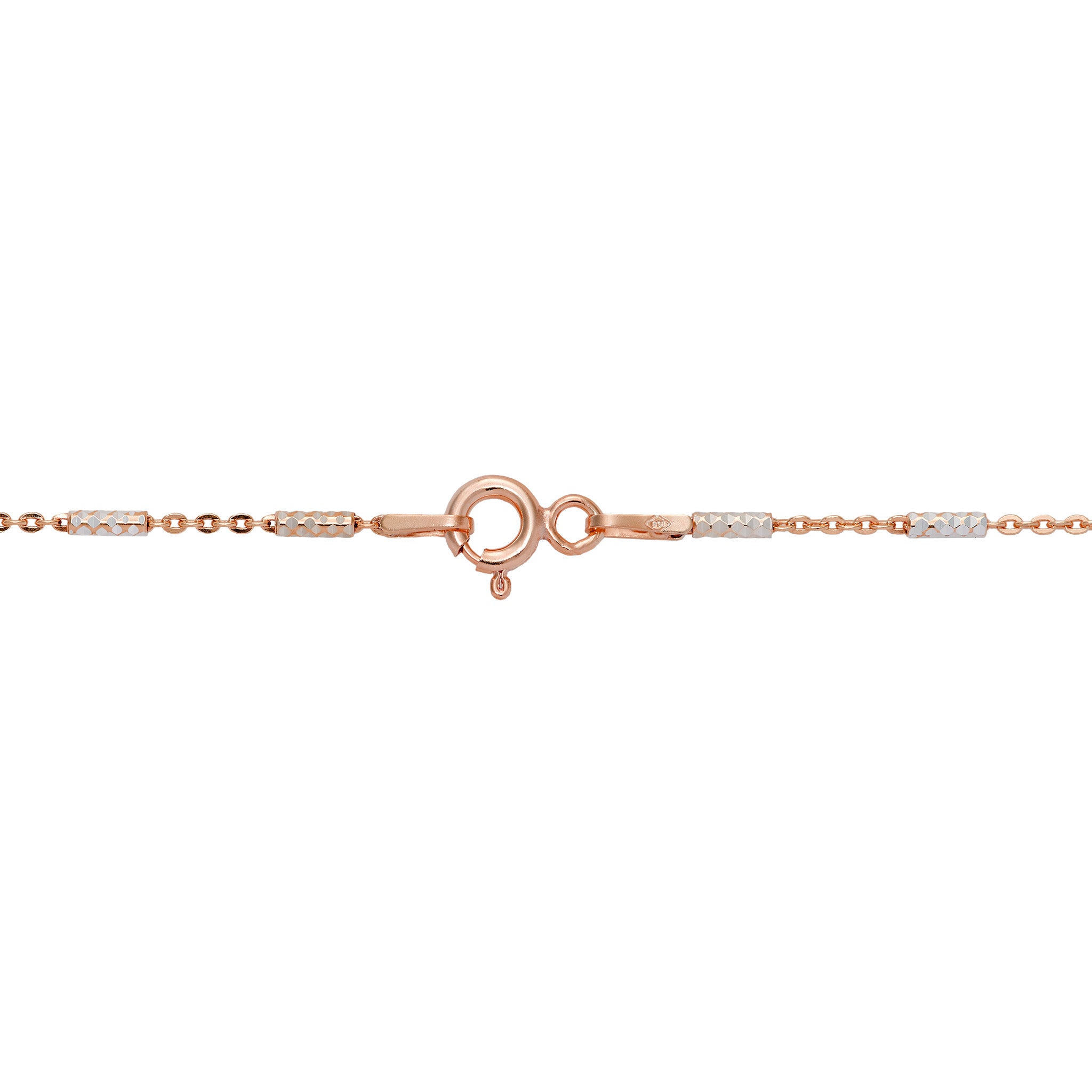 1.0mm Tube Chain in Rose Gold and Sterling Silver with O-Ring Clasp on a white background