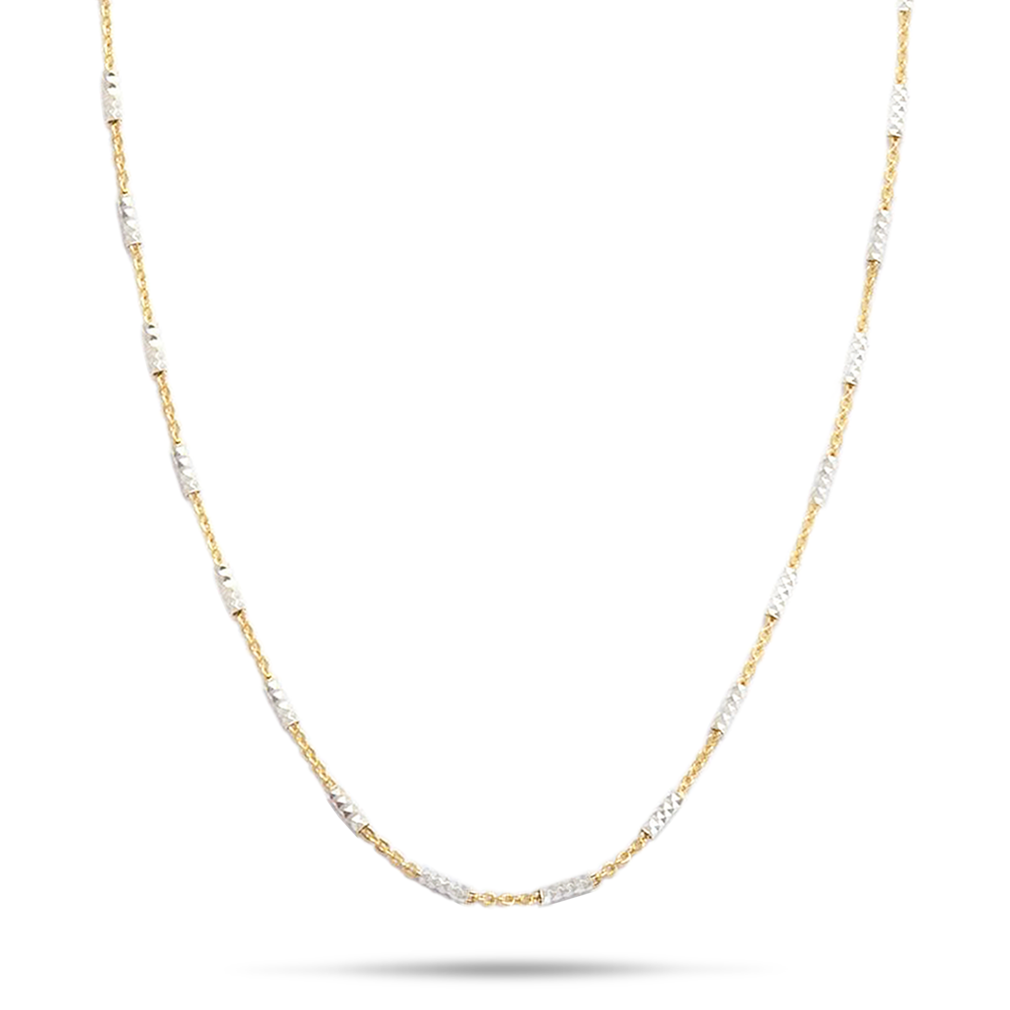 1,0 mm Rohrkette aus zweifarbigem Sterlingsilber