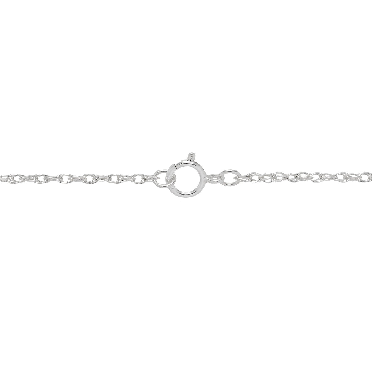 Close up of a 1.5mm Double Rope Chain in Sterling Silver with O-Ring Clasp on a white background
