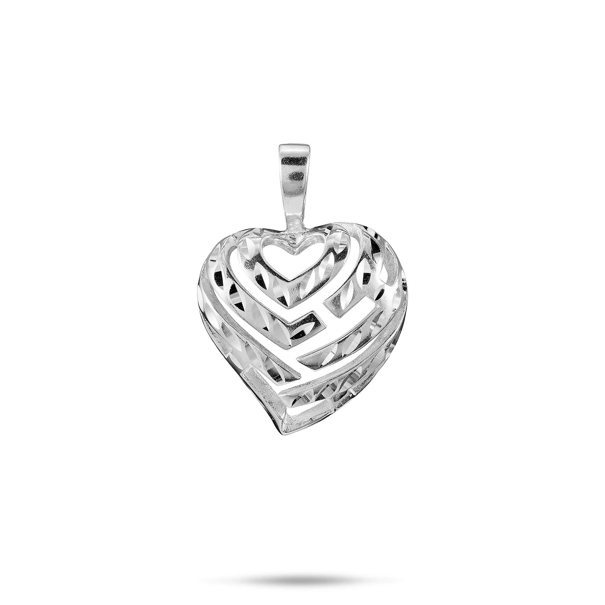 Aloha Heart Pendant in Sterling Silver - 18mm