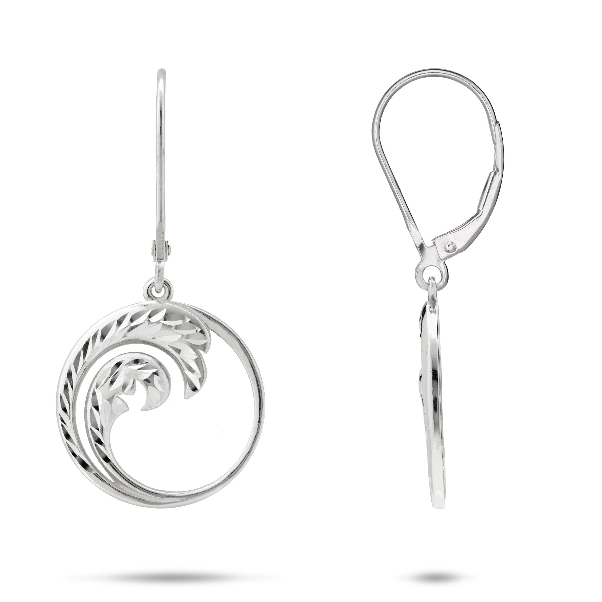 18mm Nalu Earrings in Sterling Silver on a white background