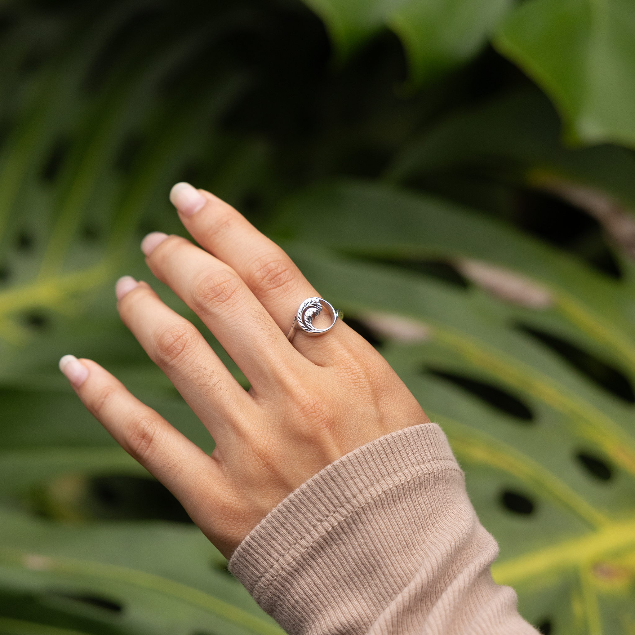 スターリングシルバーのナル（ウェーブ）リング -  12mm