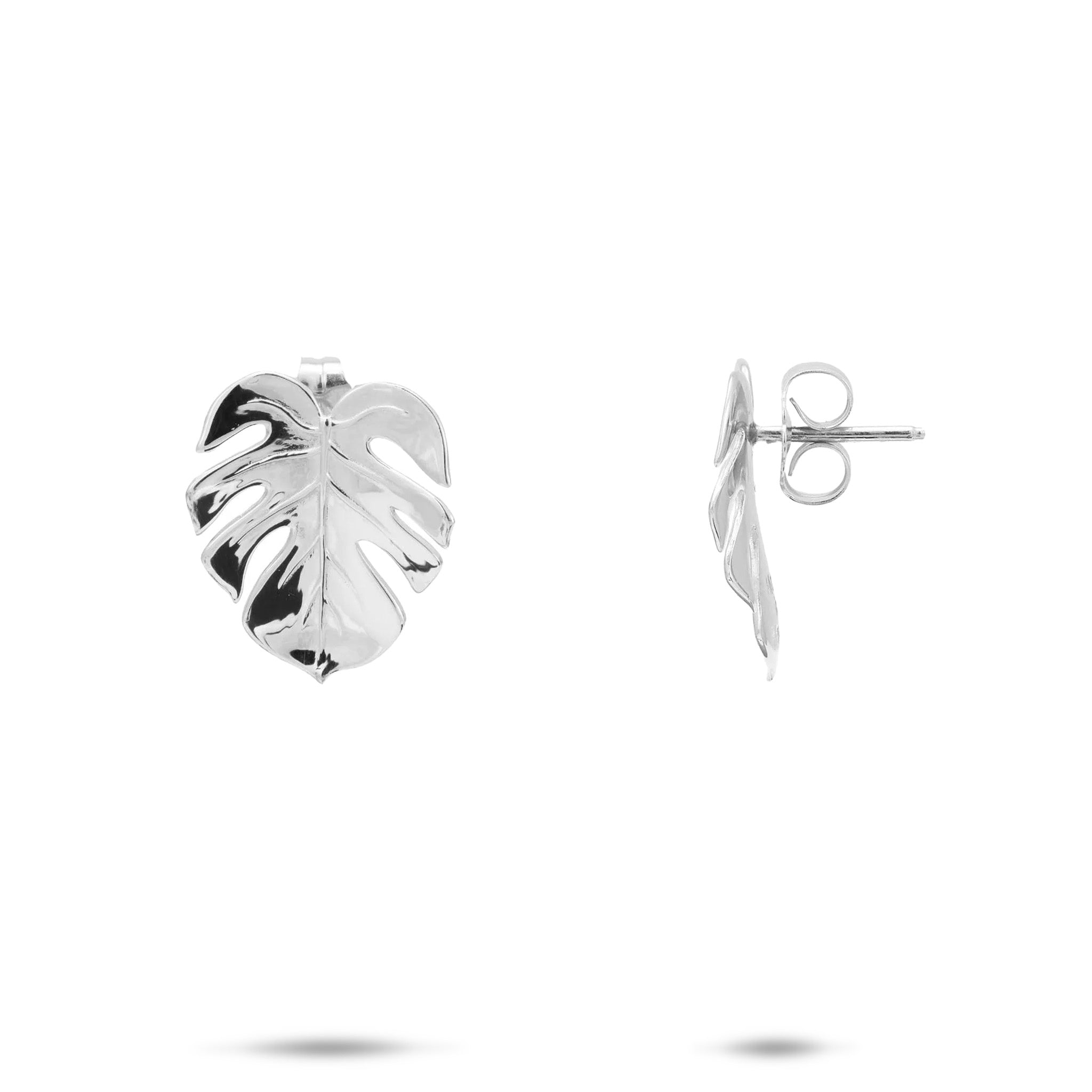 Monstera Earrings in Sterling Silver - 16mm