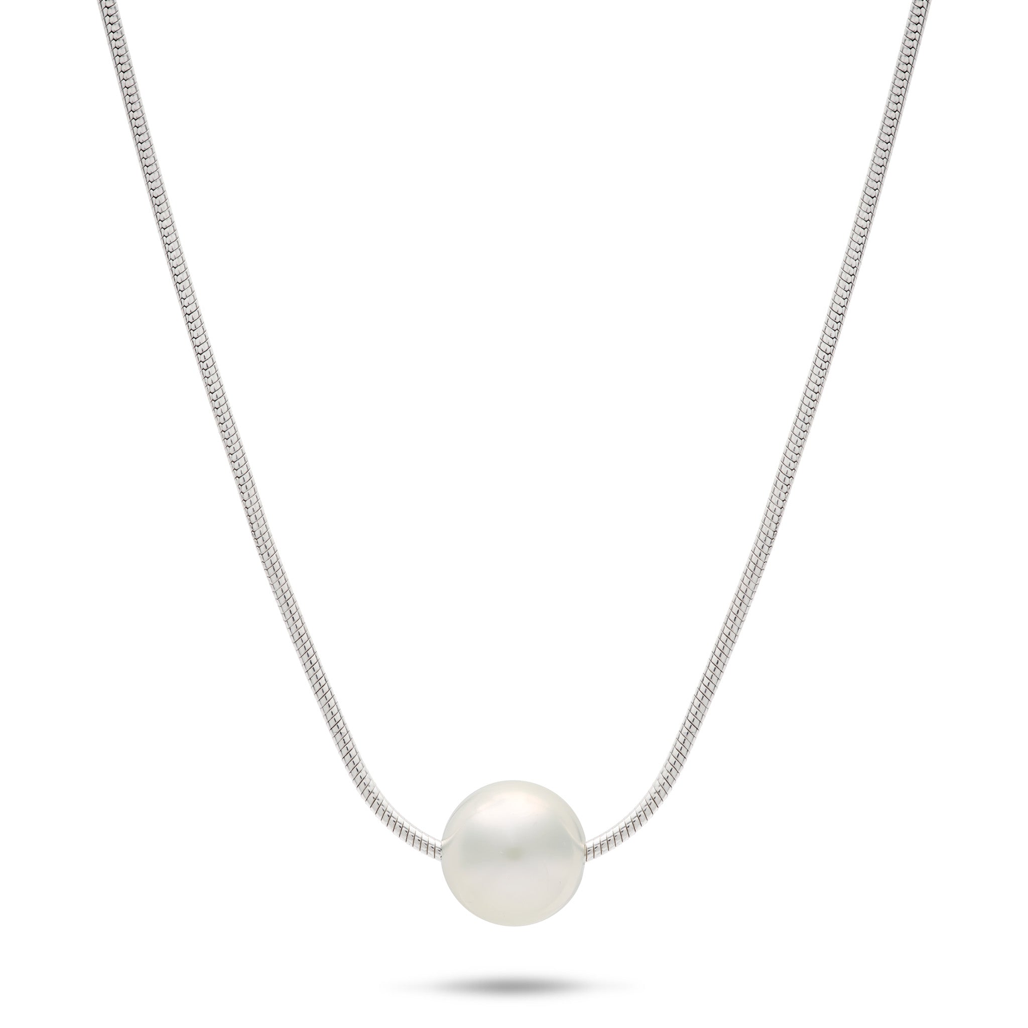 7-8mm Freshwater Pearl slider 18" Necklace in Sterling Silver on a white background