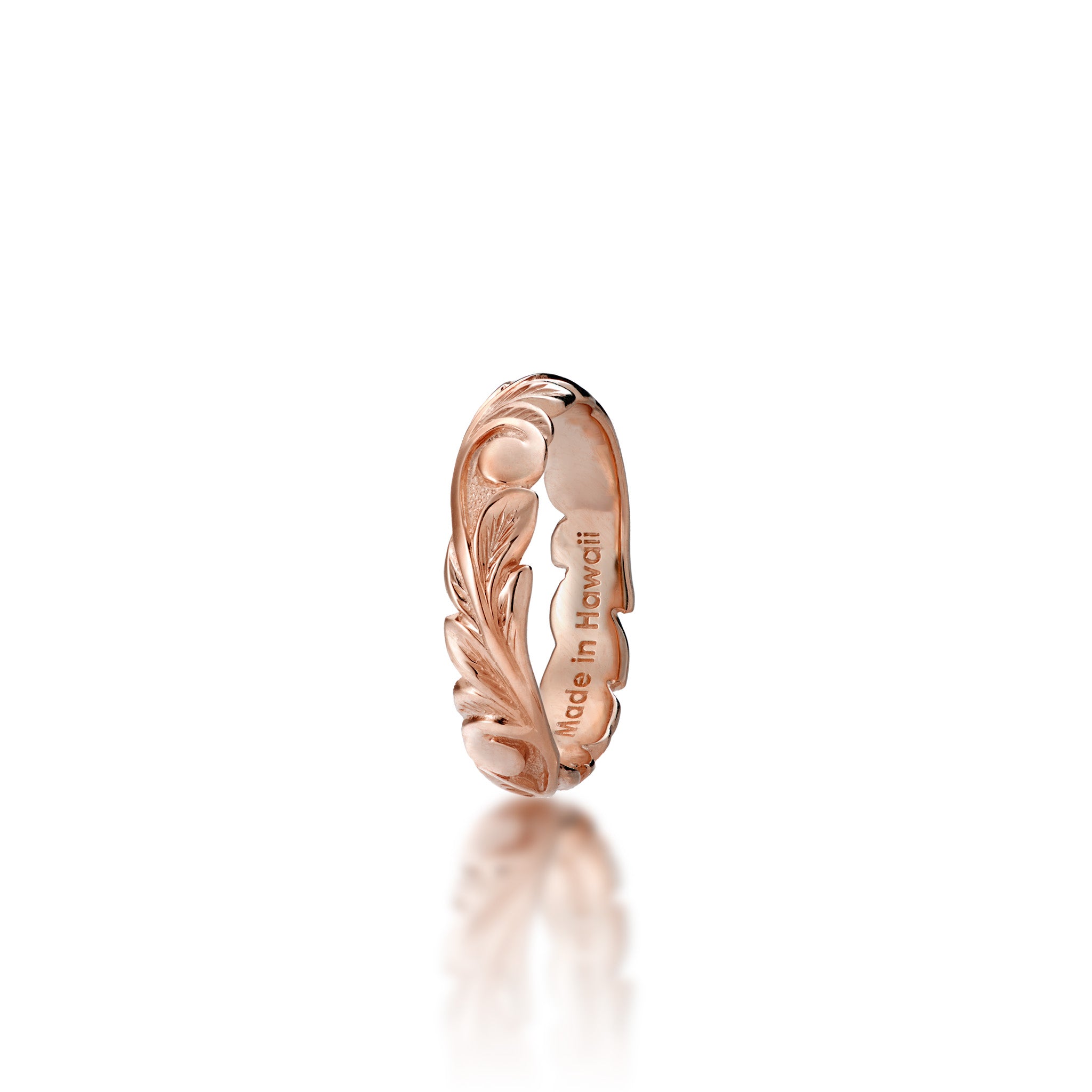Hawaiian Heirloom Old English Scroll Ring in Rose Gold - 4.5mm