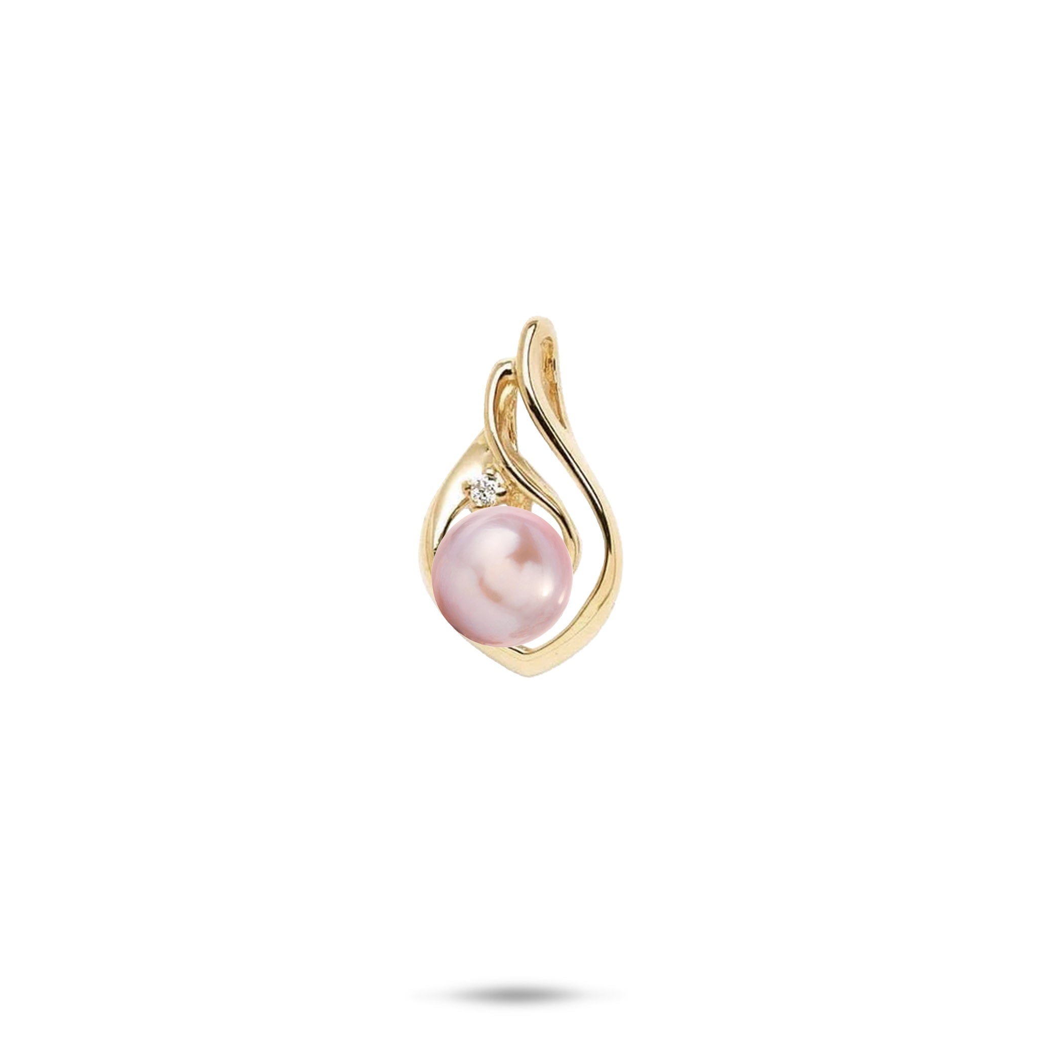 Pick A Pearl Ocean Wave Pendant in Gold with Diamond - 18mm
