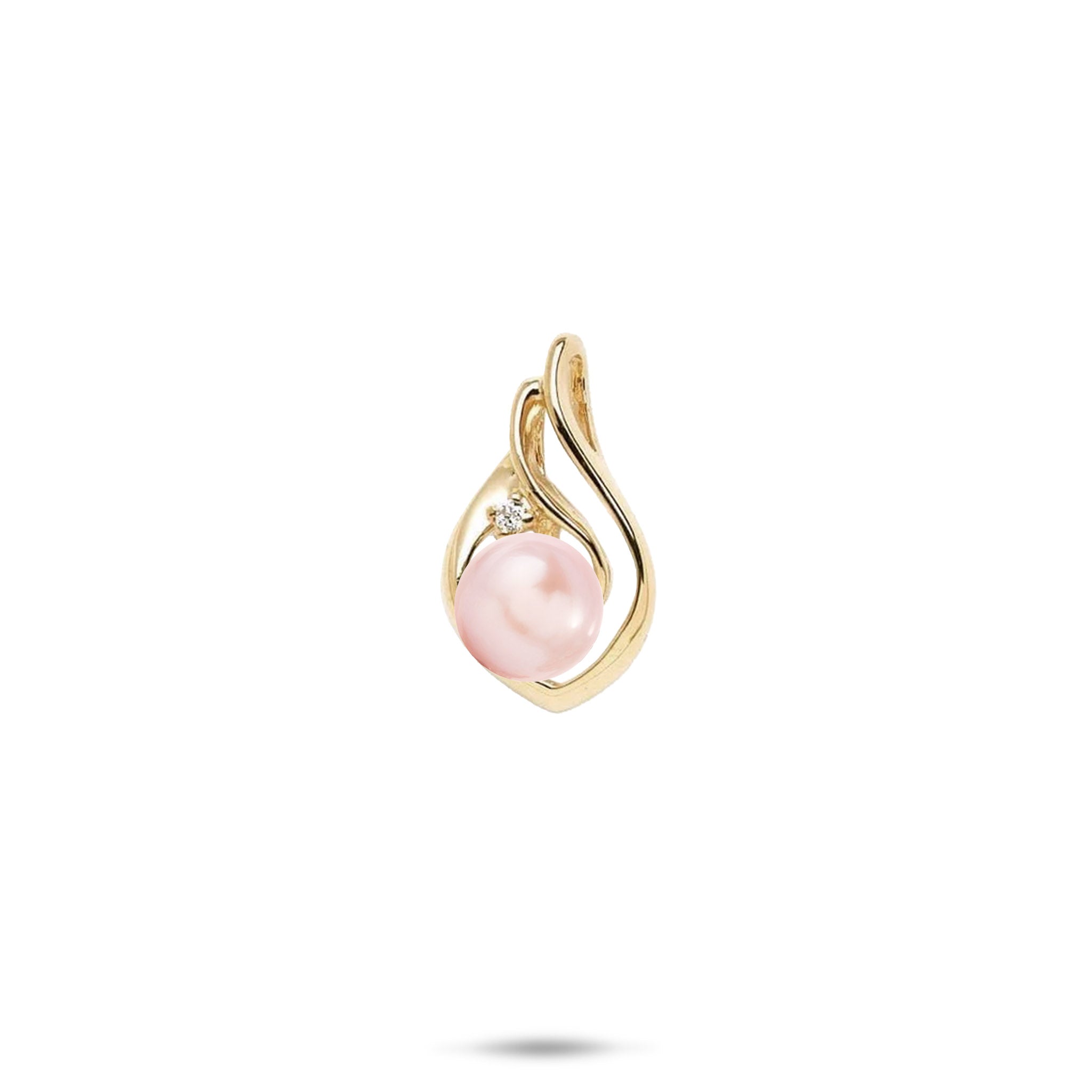 Pick A Pearl Ocean Wave Pendant in Gold with Diamond - 18mm