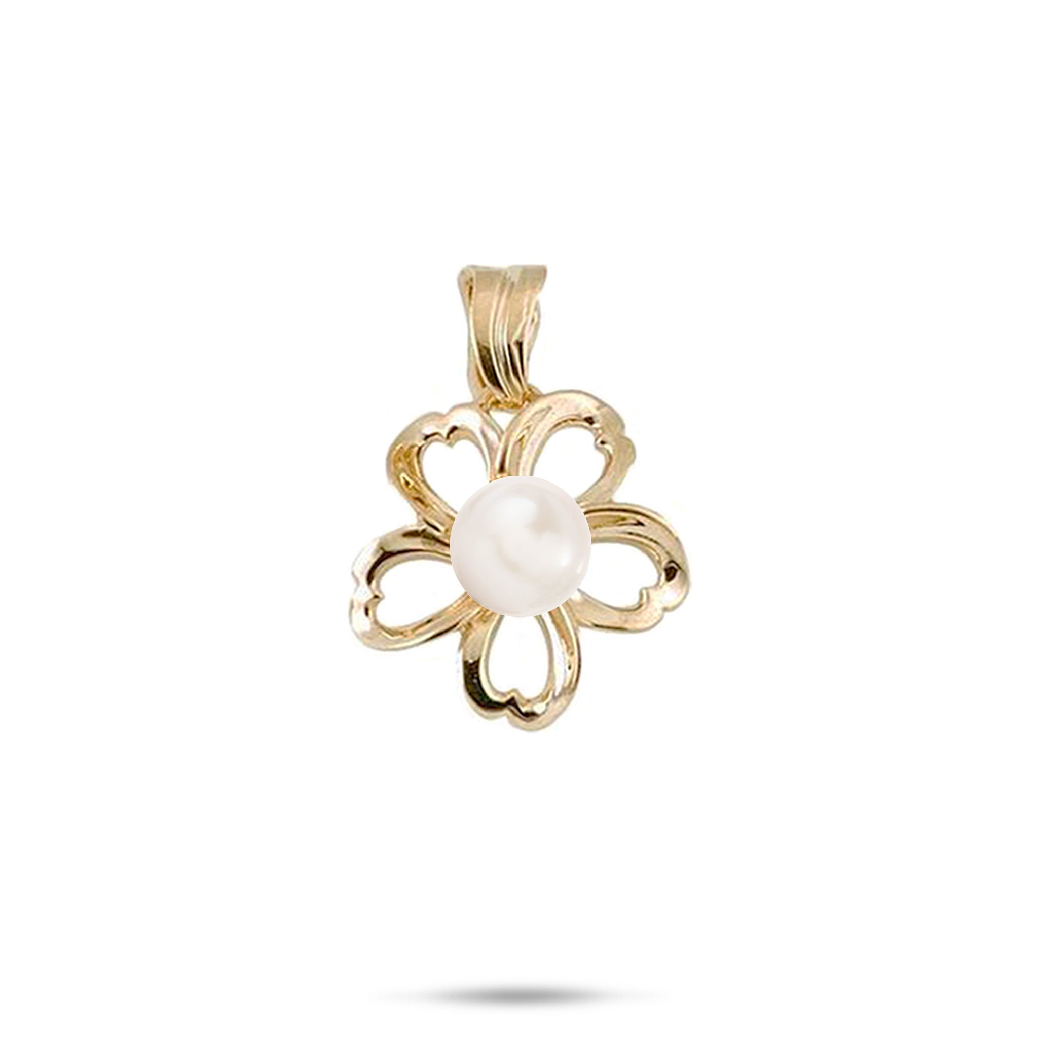 Pick A Pearl Plumeria Pendant in Gold - 17mm